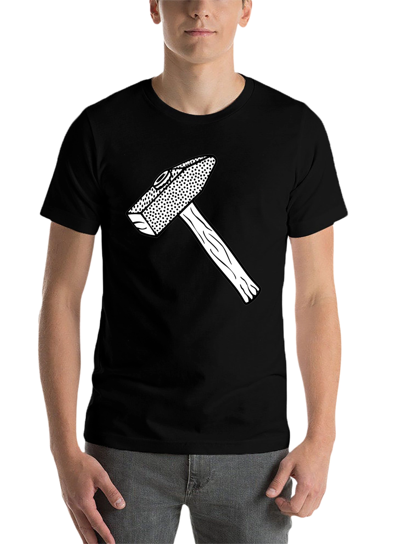 Black Hammer Graphic Tee - Black Cotton Casual Shirt view 7