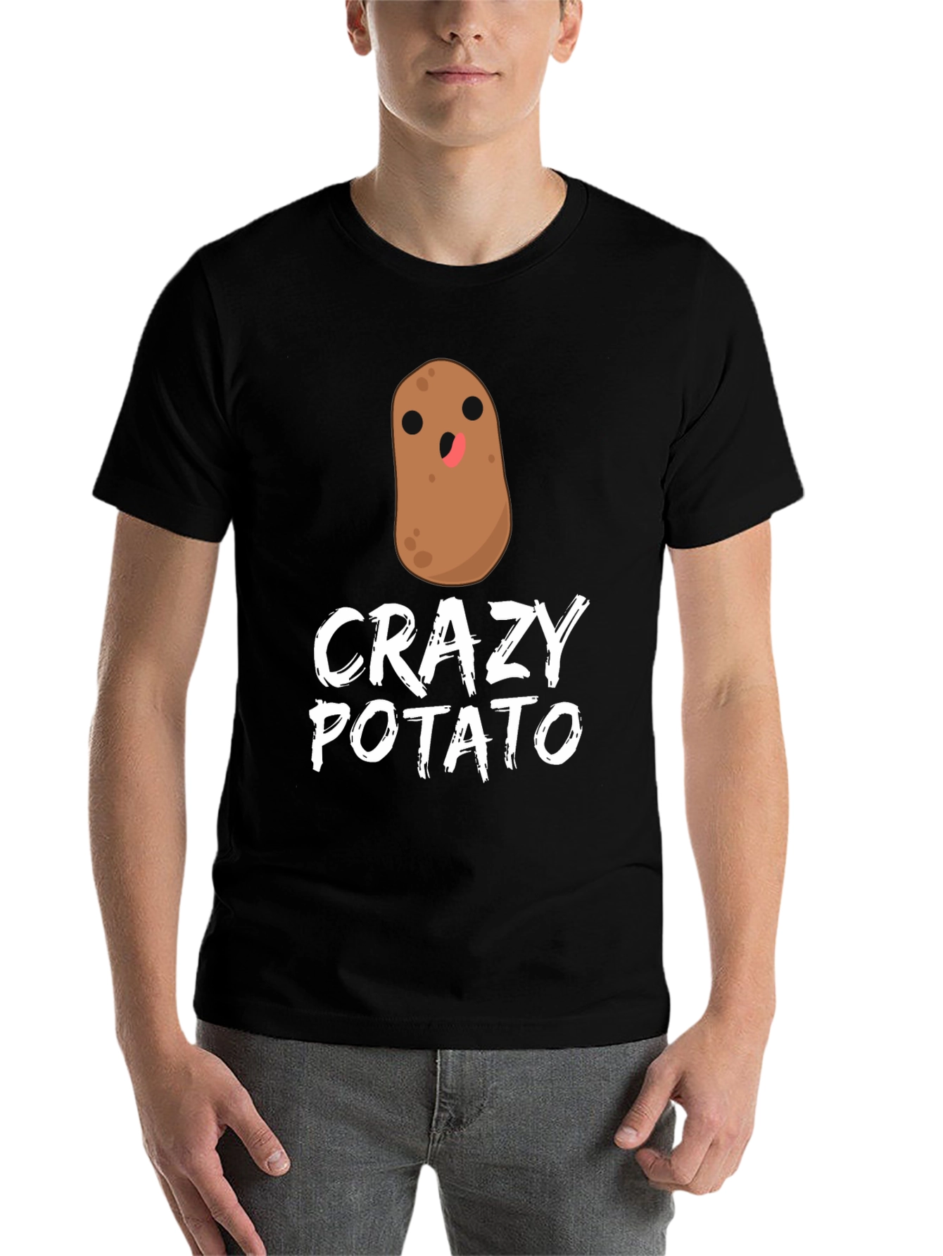 Black Crazy Potato Graphic T-Shirt - Quirky Fun Tee view 7