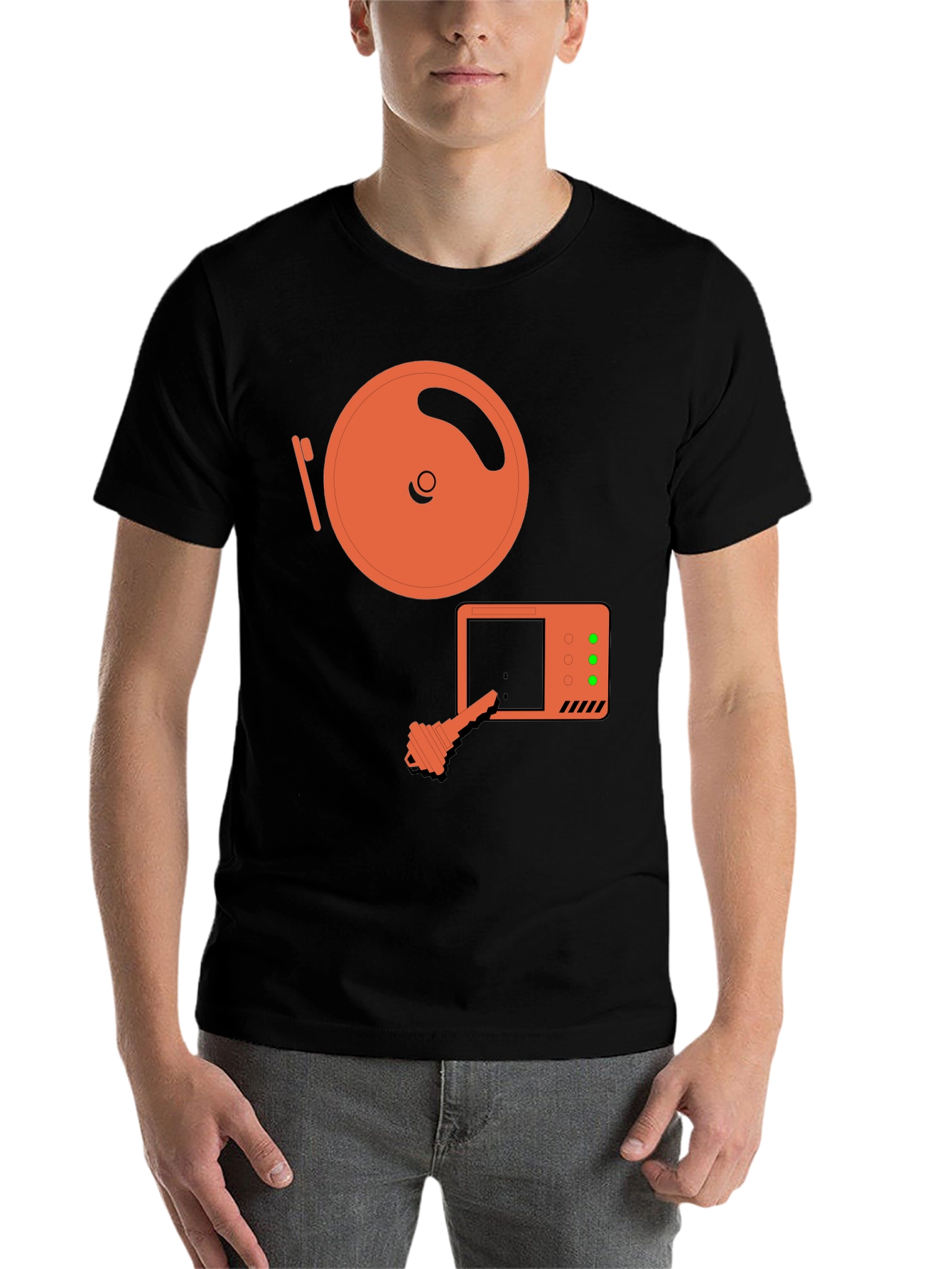 Retro Tech T-Shirt: Vintage Disk & Key Design - 7