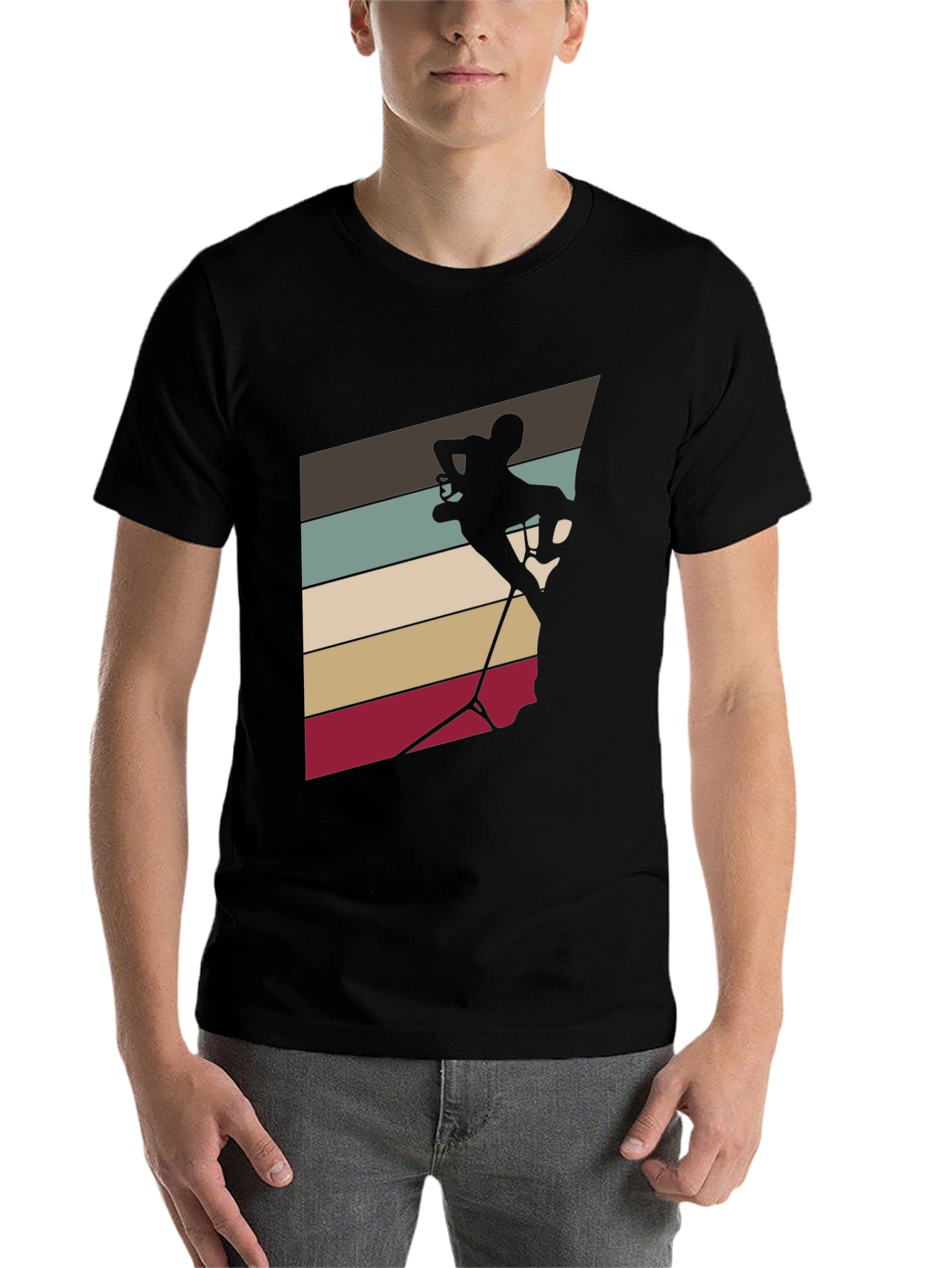 Black Climbing Silhouette Tee - Retro Style view 7