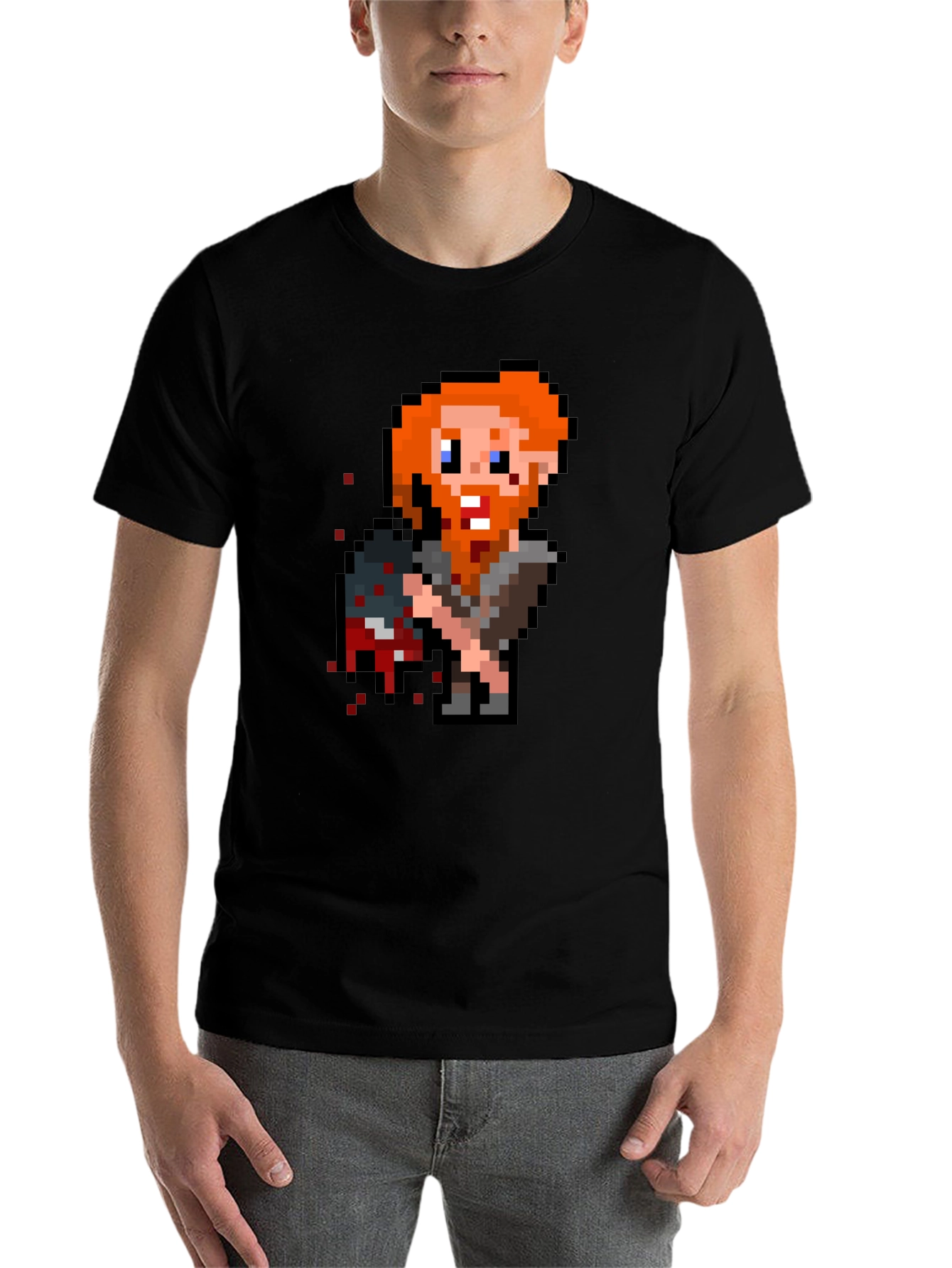 Black Pixelated Viking T-Shirt - Retro Gaming Tee view 7