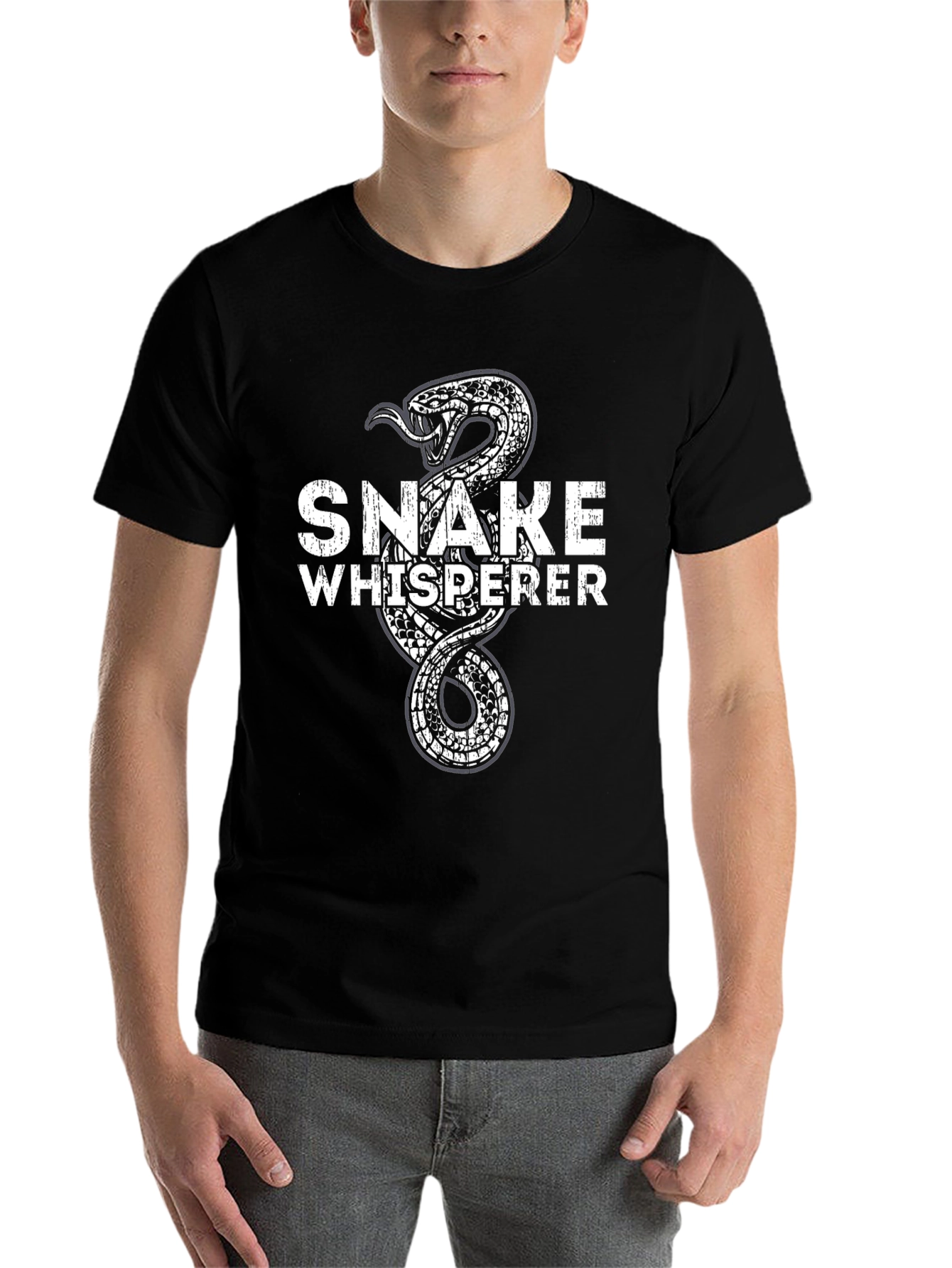 Black Snake Whisperer Graphic T-Shirt - Cotton Blend view 7
