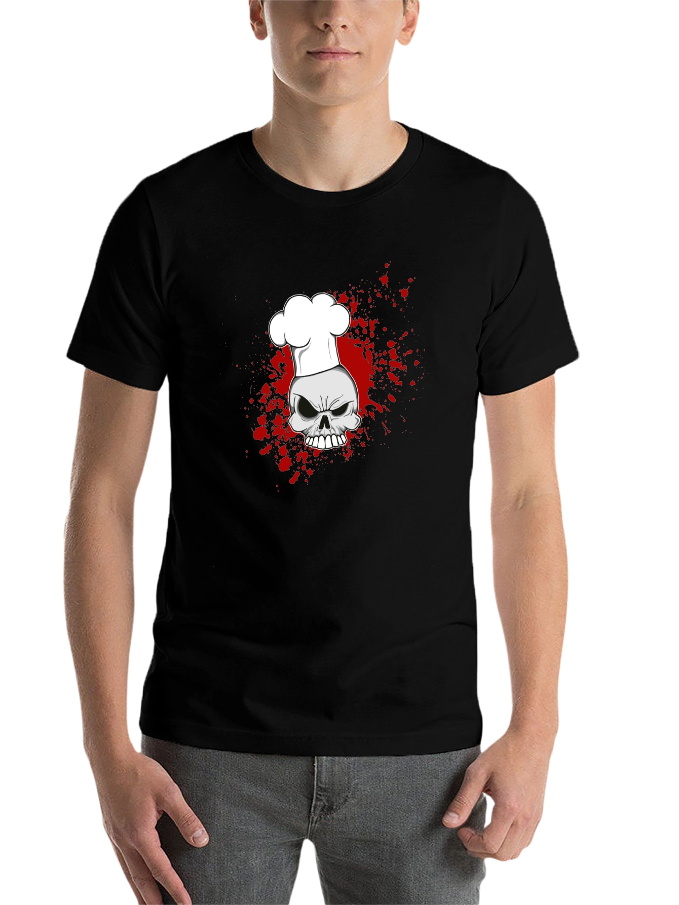 Black Chef Skull Graphic Tee - Culinary Horror Style view 7
