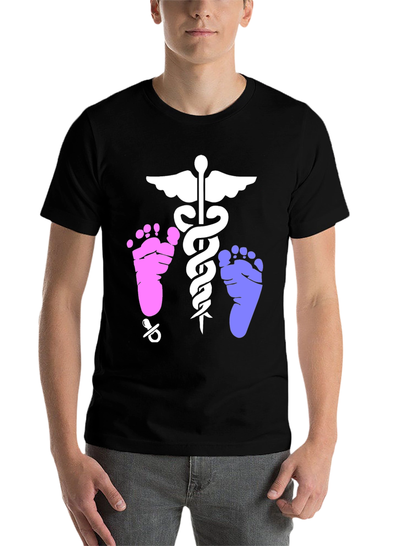 Black Newborn Baby Doctor Unisex T-Shirt view 7