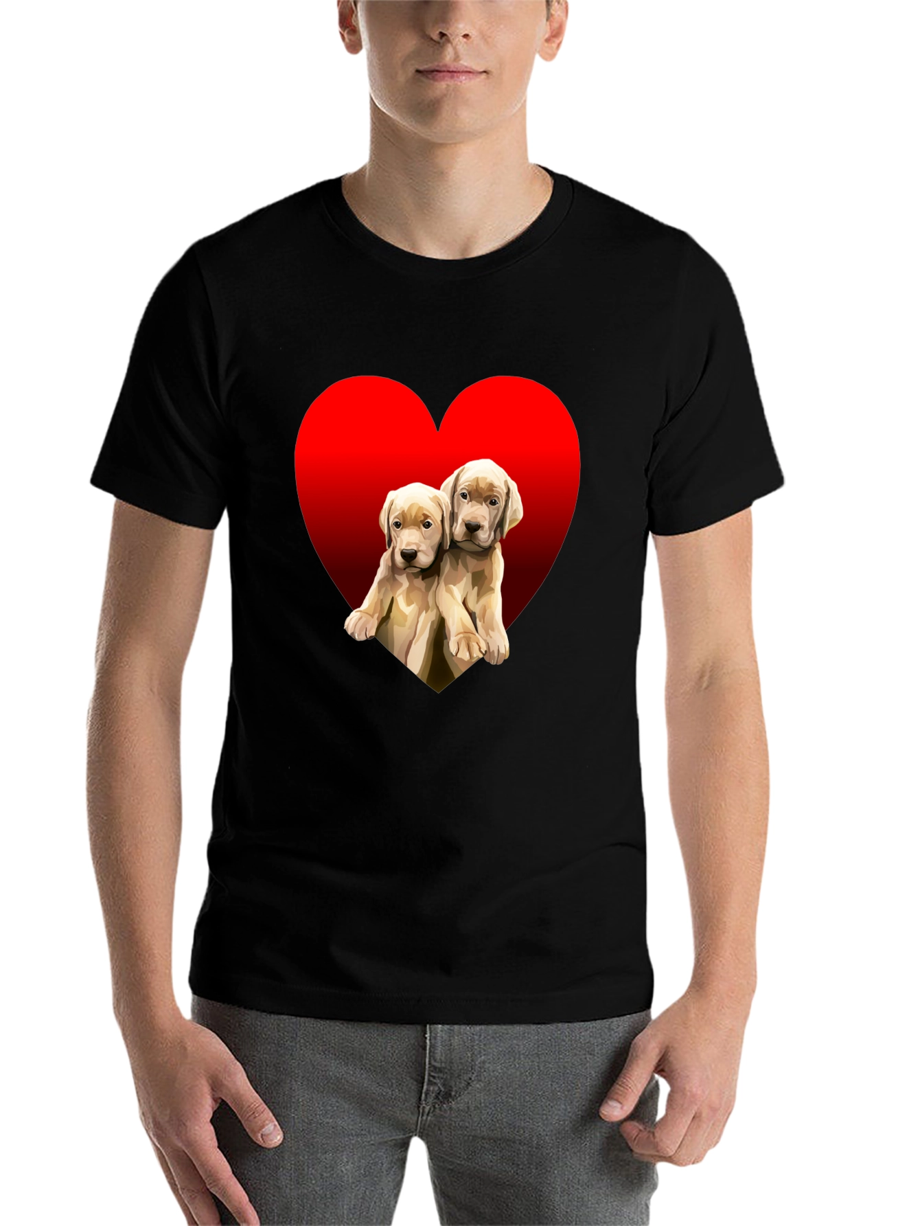 Black Puppy Love Heart Tee - Adorable Dog T-Shirt view 7