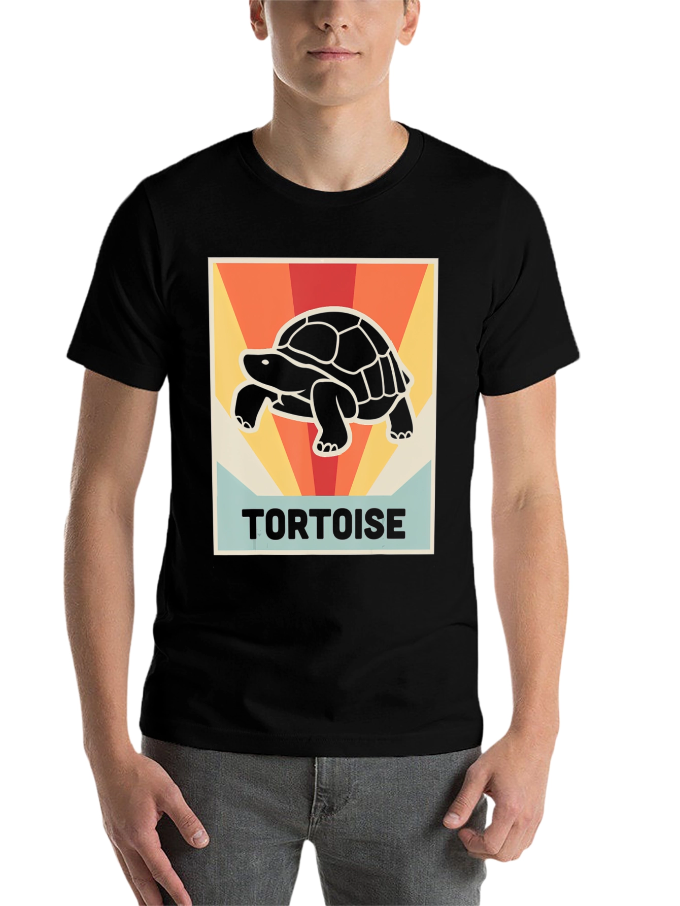 Black Retro Tortoise Graphic Tee - Vintage Style Shirt view 7