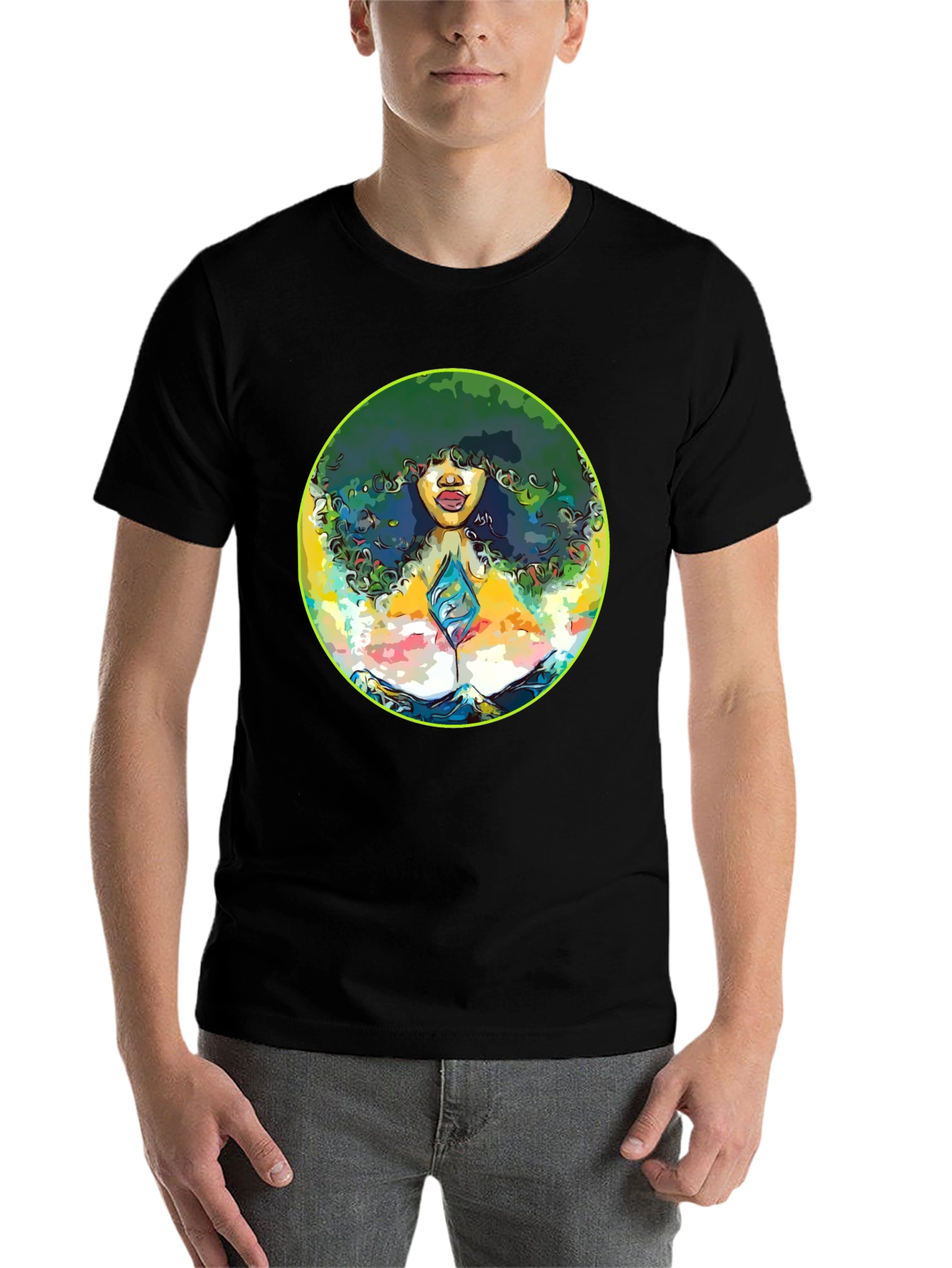 Black Afro Woman Graphic Tee - Artistic Portrait T-Shirt view 7
