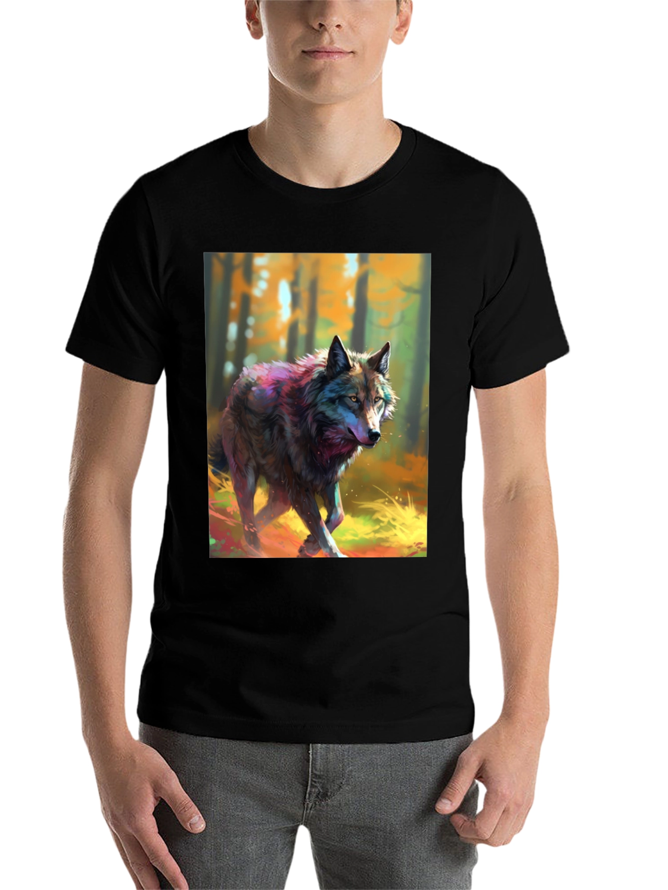 Black Wolf Graphic Tee - Black Cotton Blend view 7