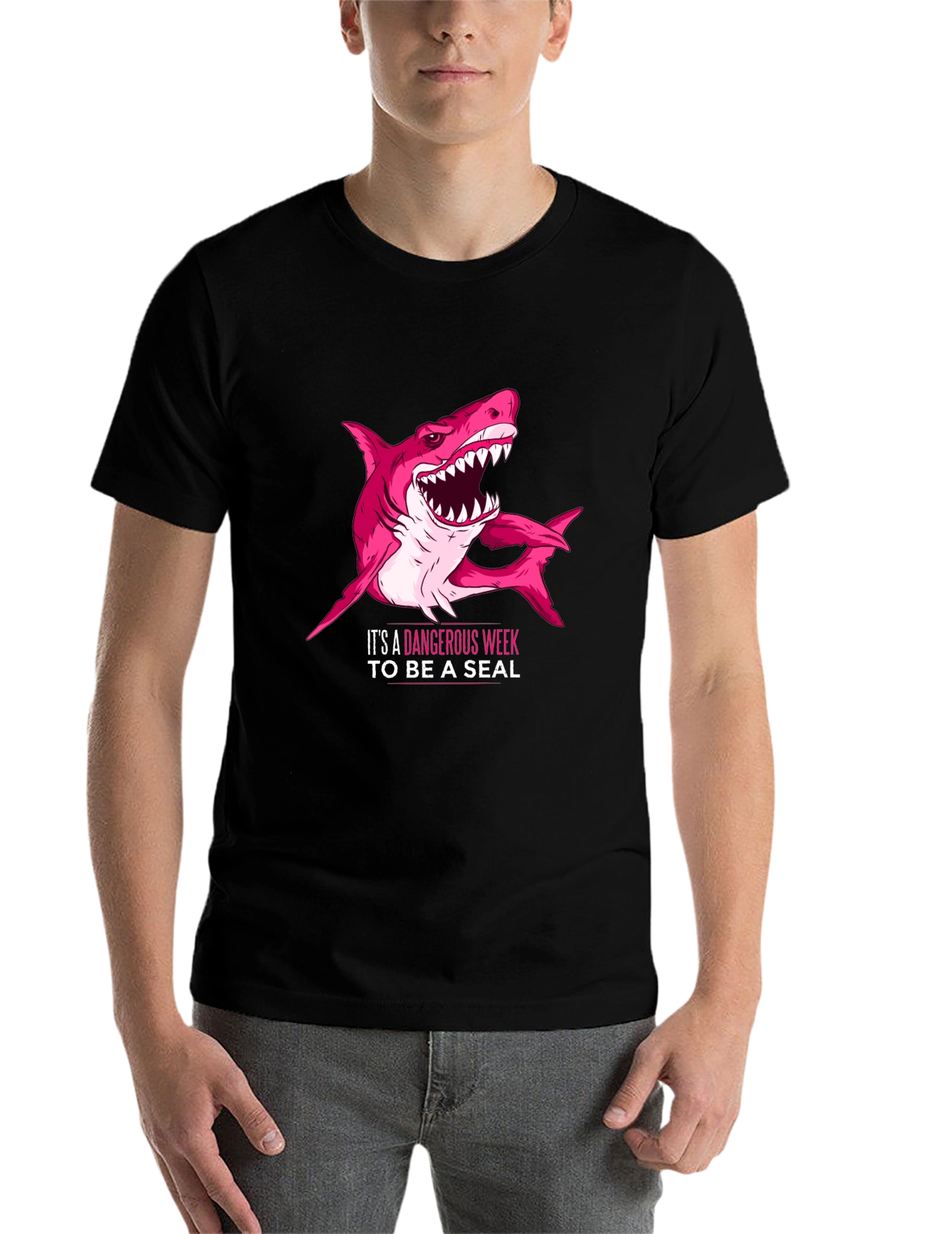 Black Dangerous Week Shark Graphic Tee view 7