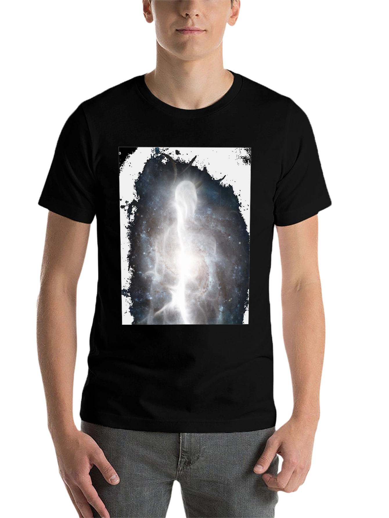 Black Cosmic Being Black Graphic T-Shirt view 7