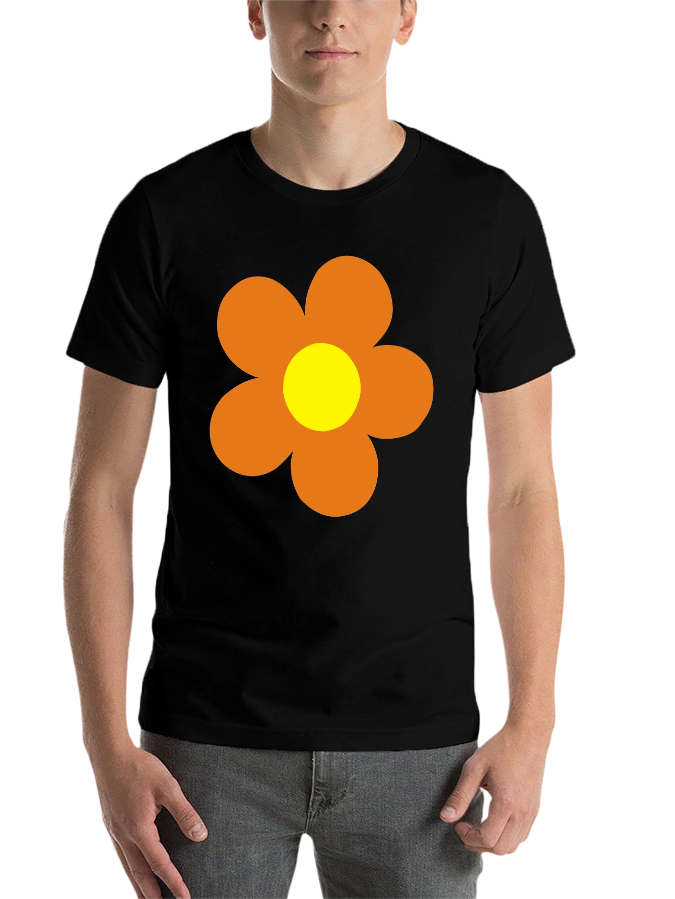 Black Retro Flower Power T-Shirt - 60s 70s Style view 7