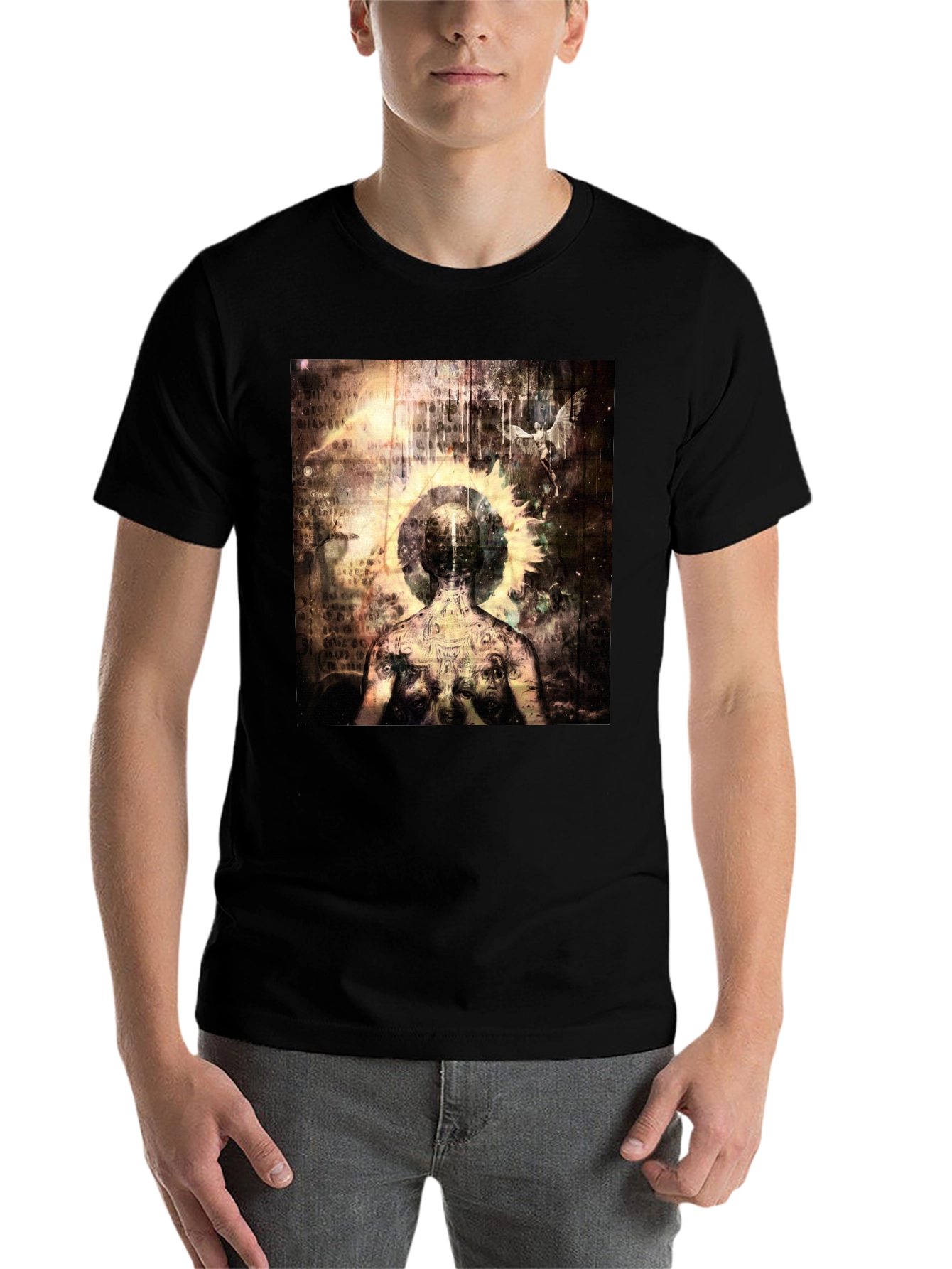 Black Abstract Art Graphic Tee - Black view 7