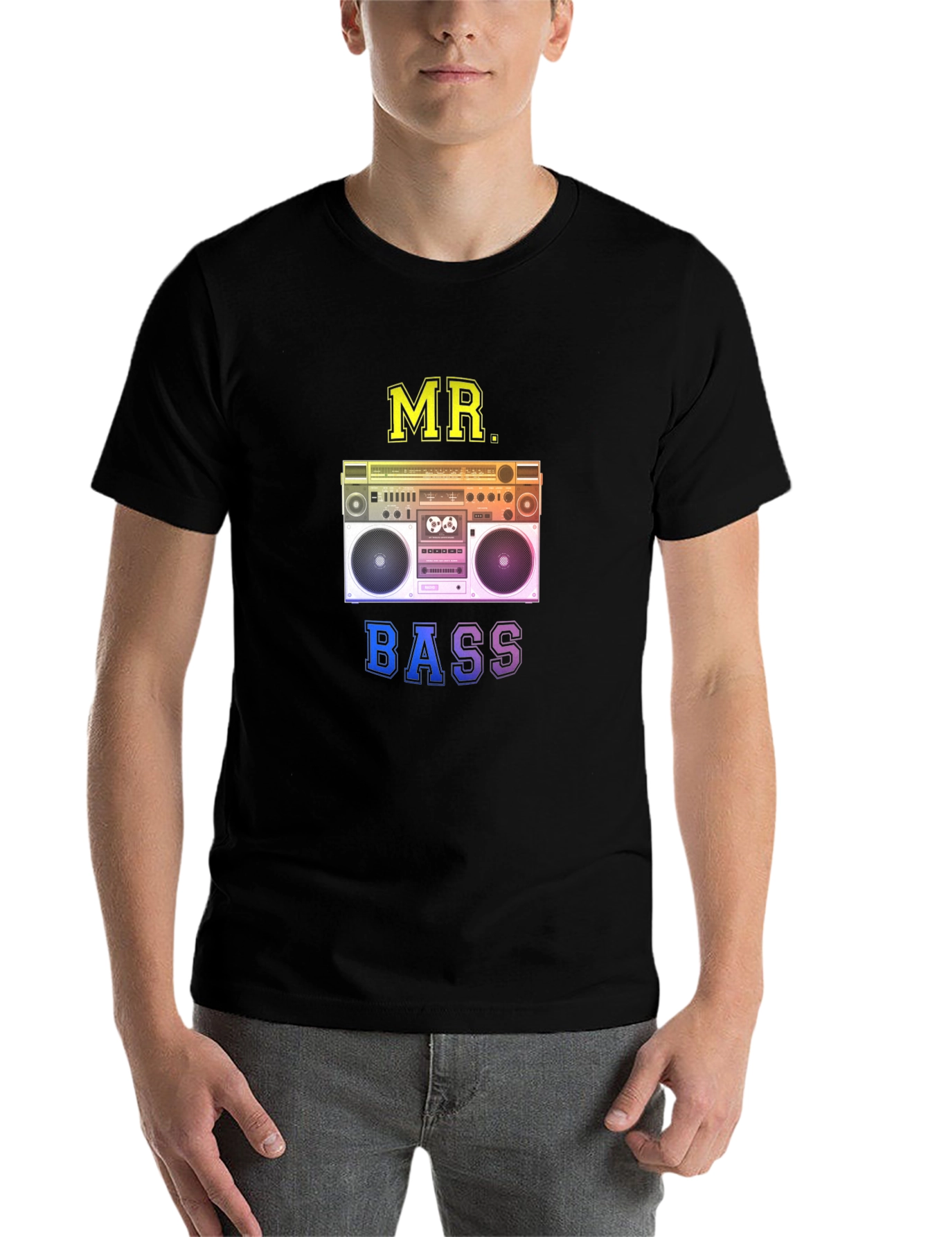 Black Mr. Bass Retro Boombox Graphic Tee - Black view 7