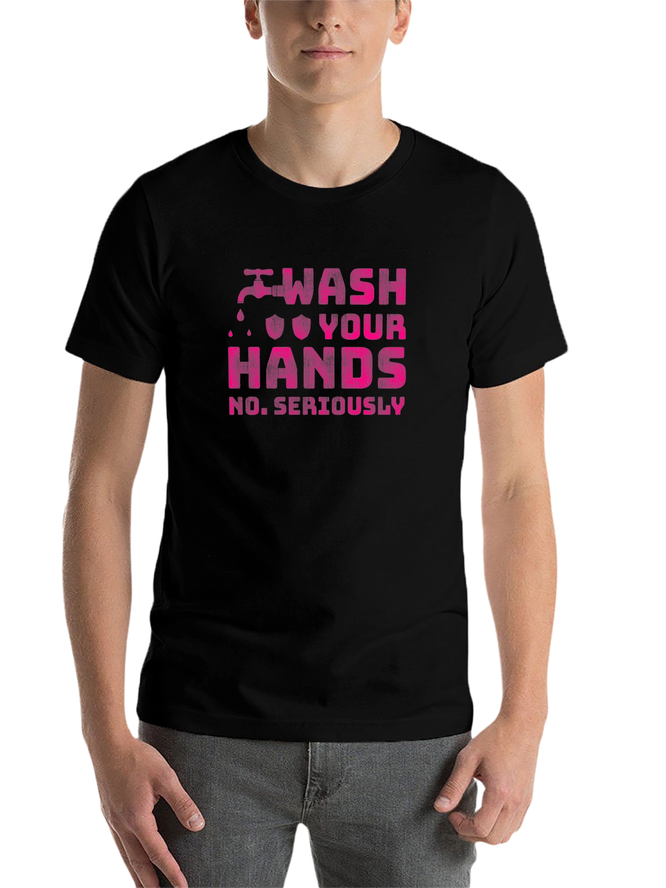 Black Wash Your Hands Graphic T-Shirt view 7