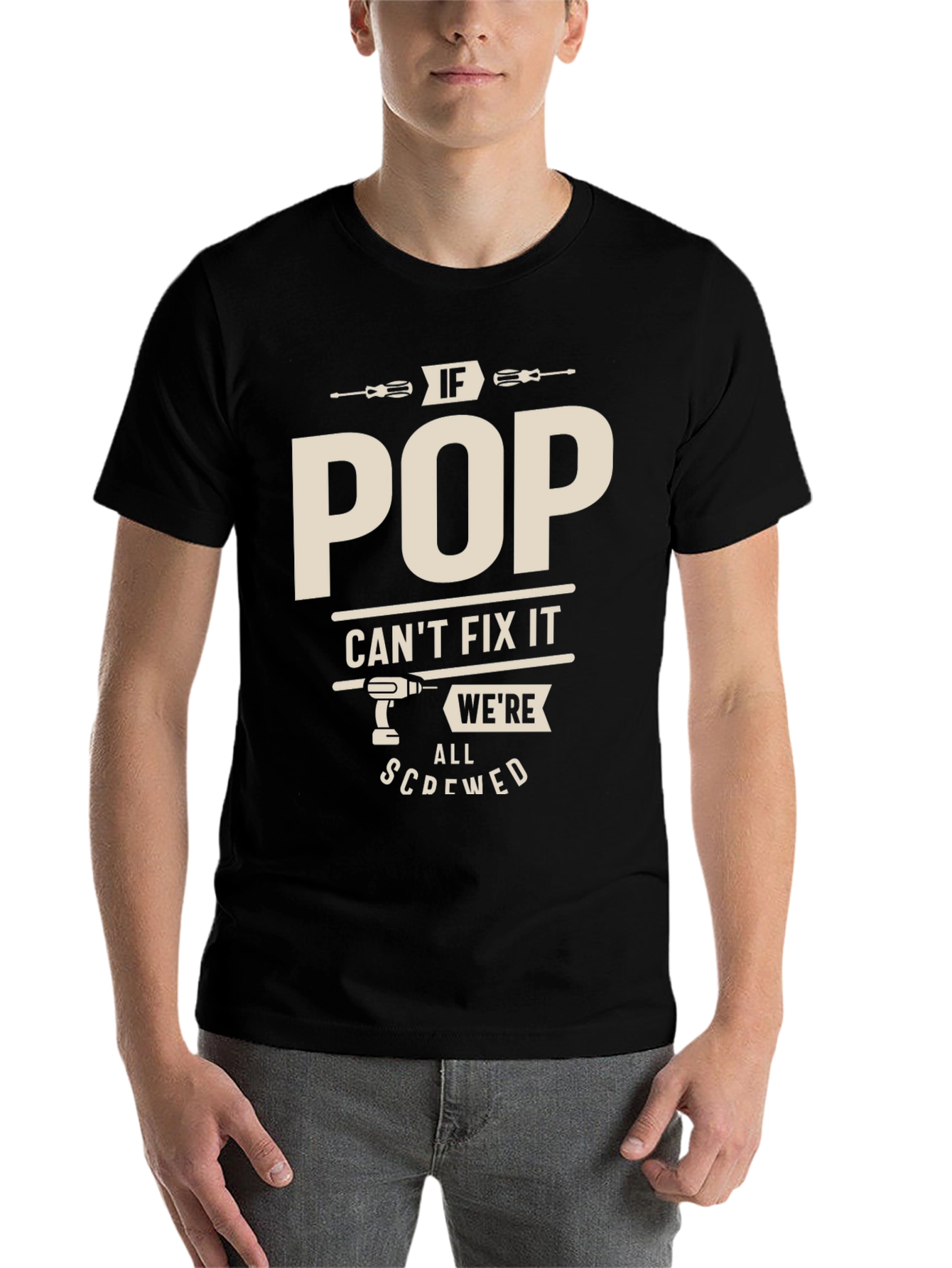 Black Funny "If Pop Can't Fix It" Graphic T-Shirt view 7