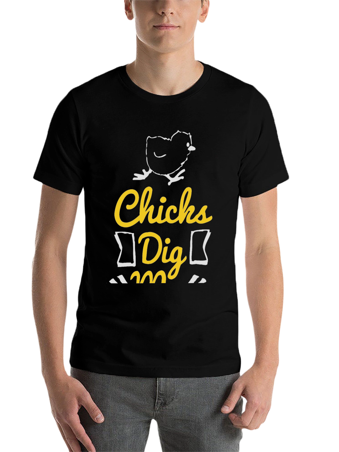 Black Funny Chicks Dig Me Graphic T-Shirt view 7