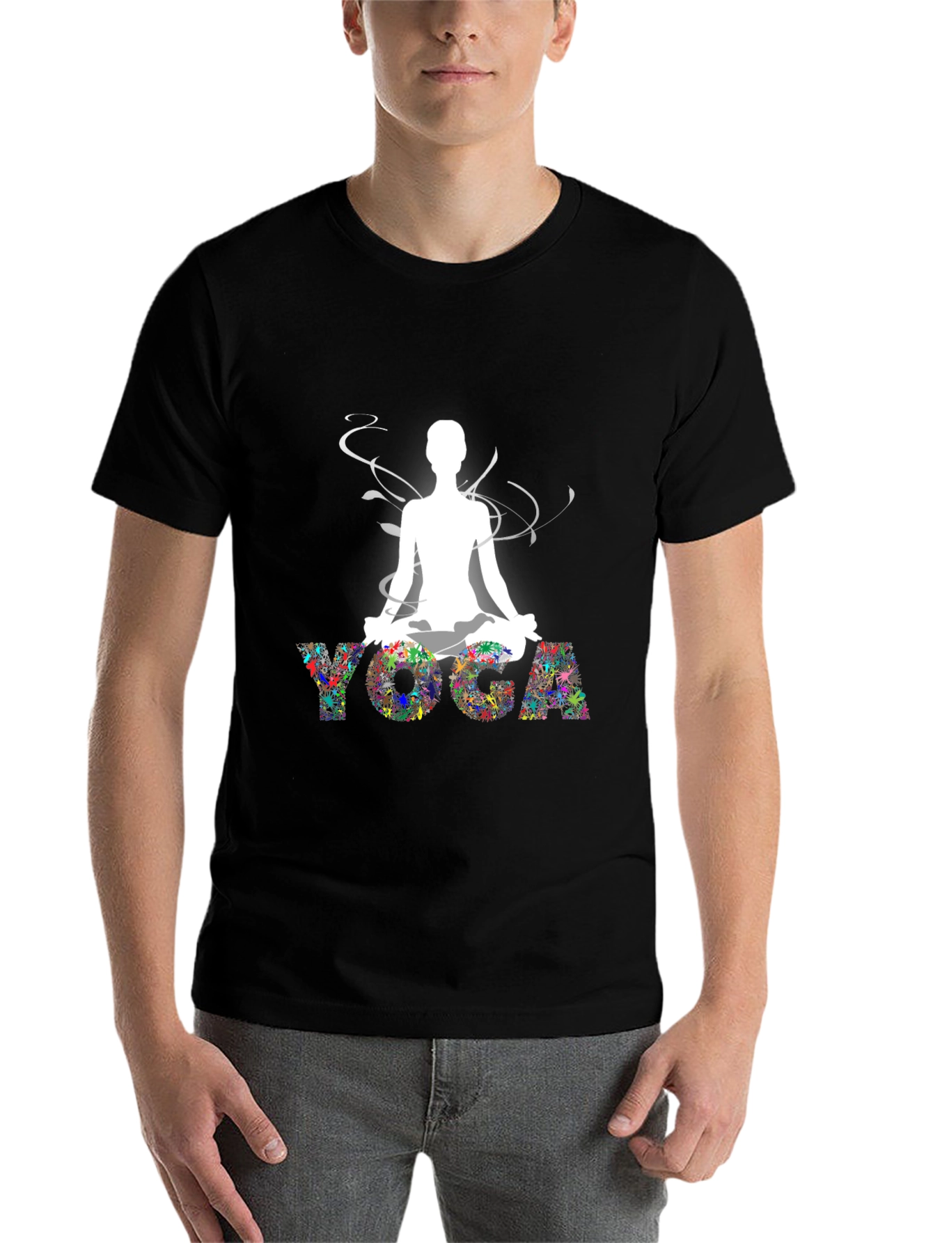 Black Yoga Graphic Black T-Shirt view 7