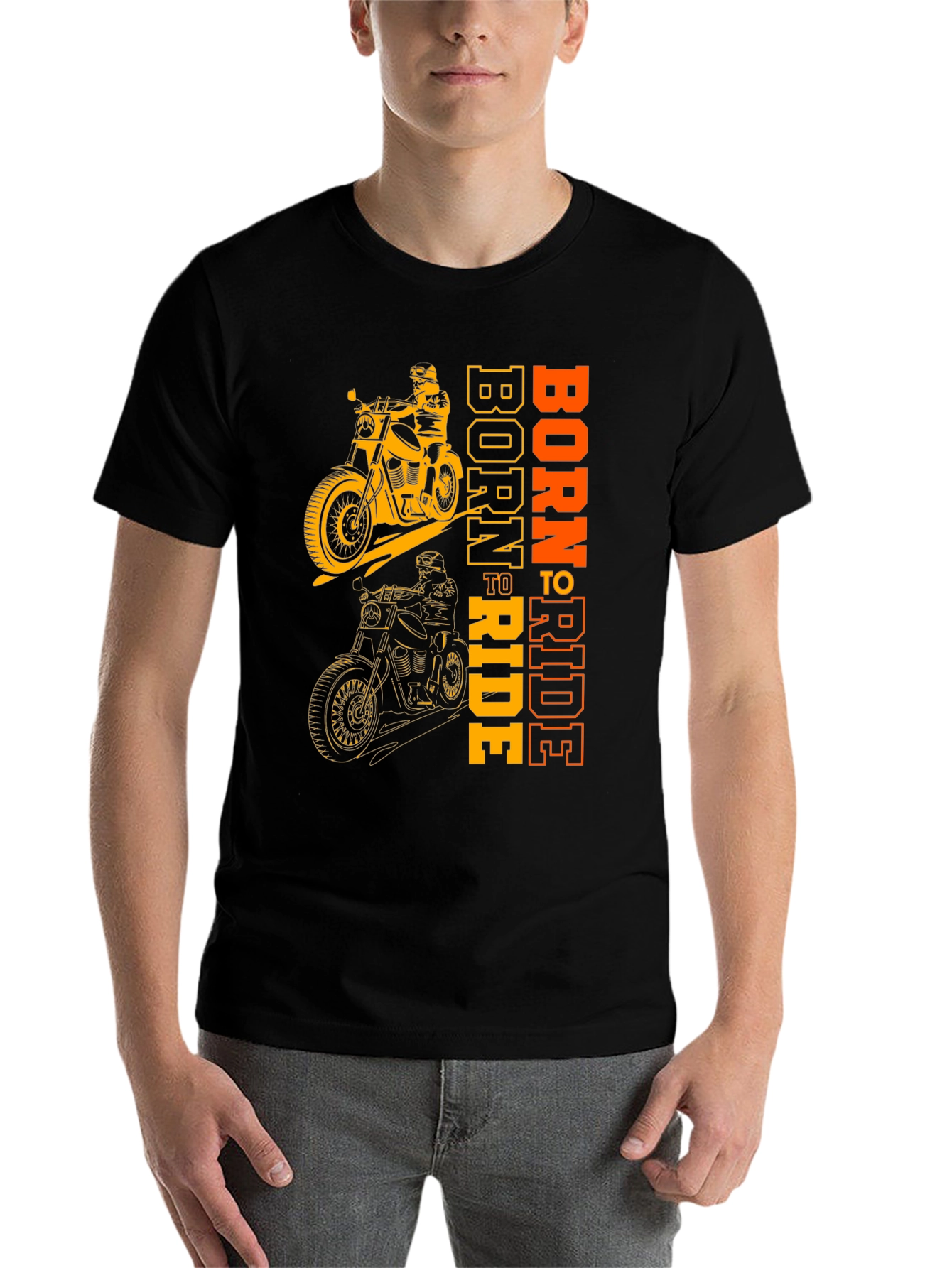 Black Born to Ride Motorcycle Graphic Tee - Black view 7