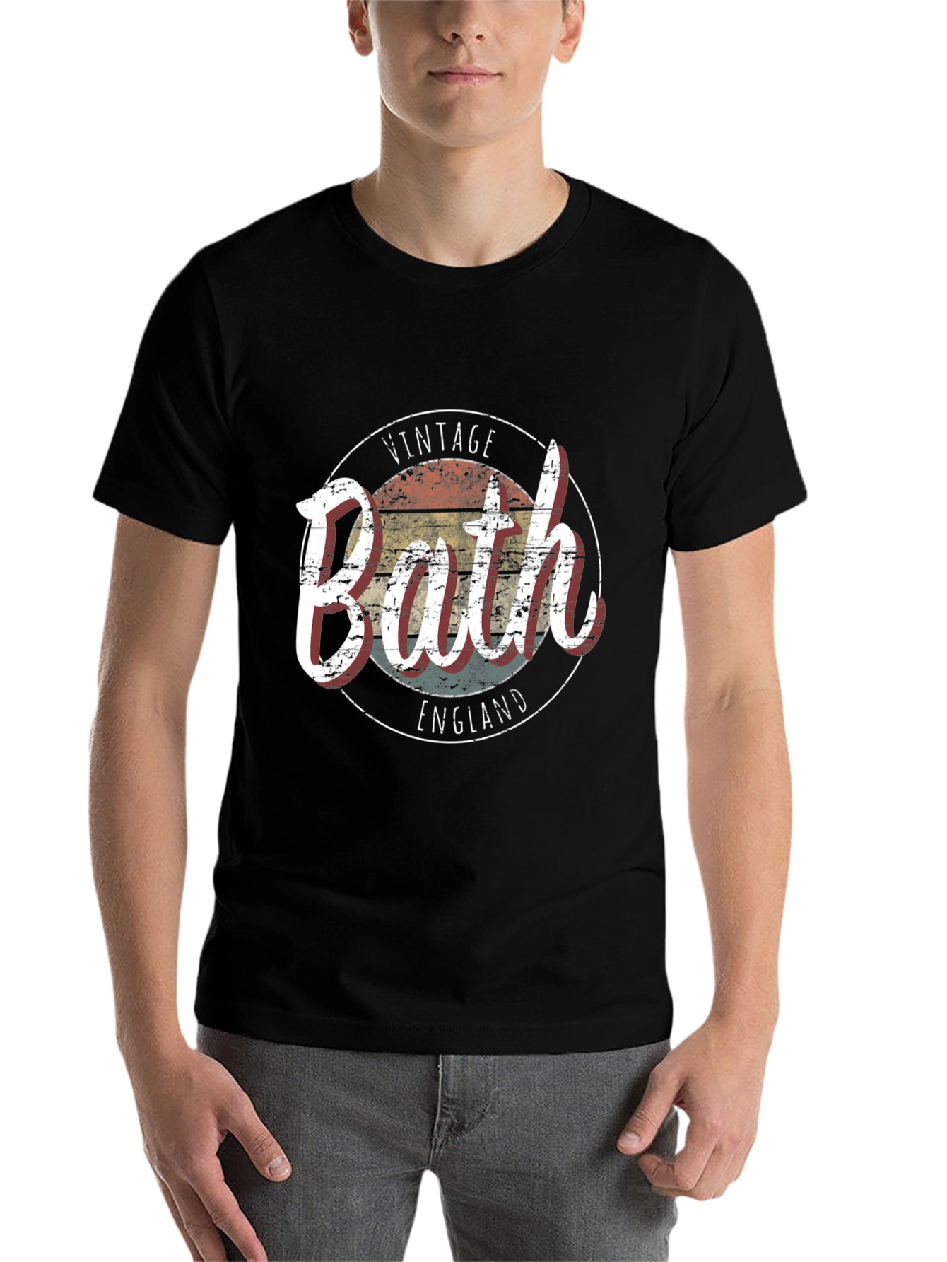 Black Vintage Bath England Graphic T-Shirt view 7