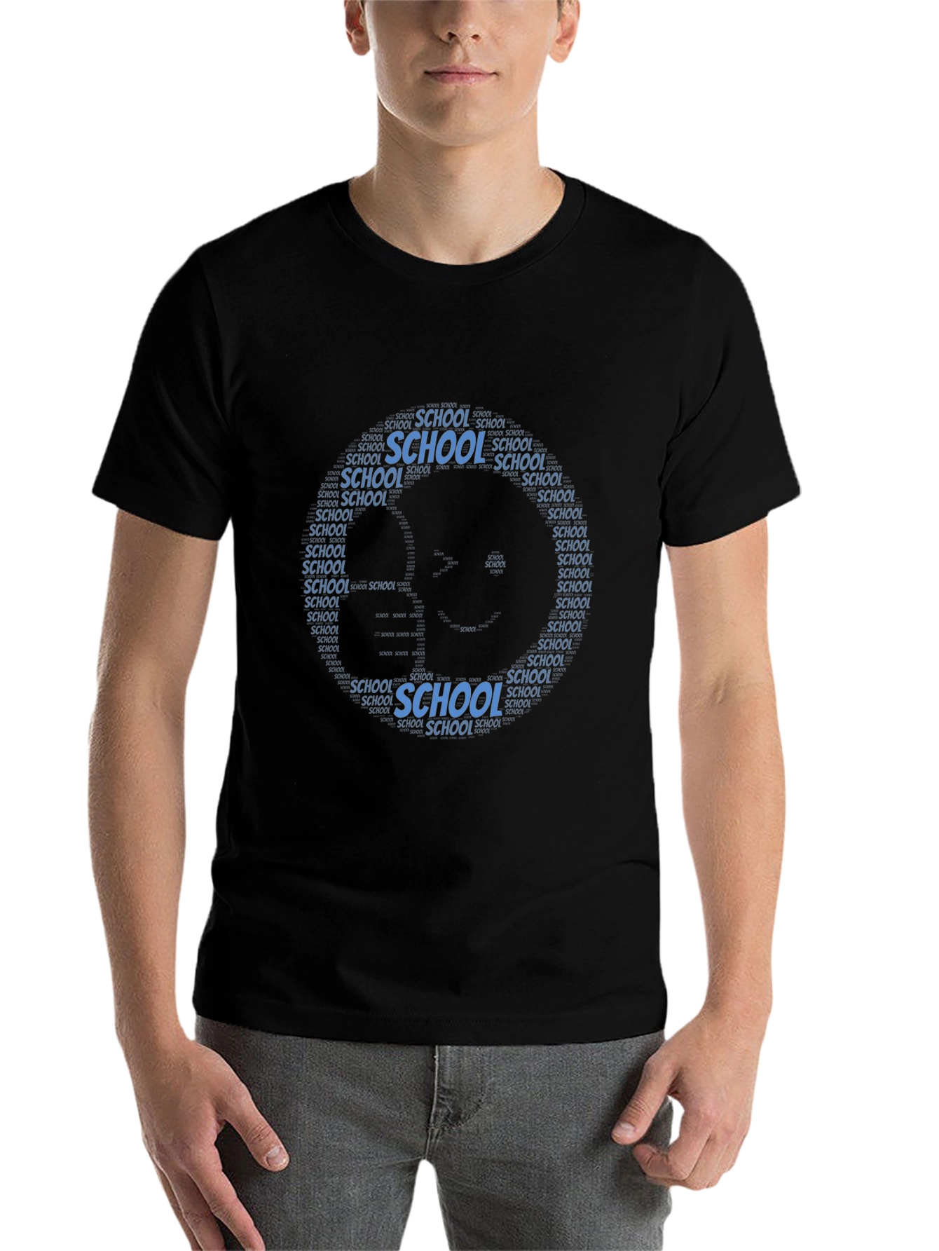 Black School Word Art Design T-Shirt view 7