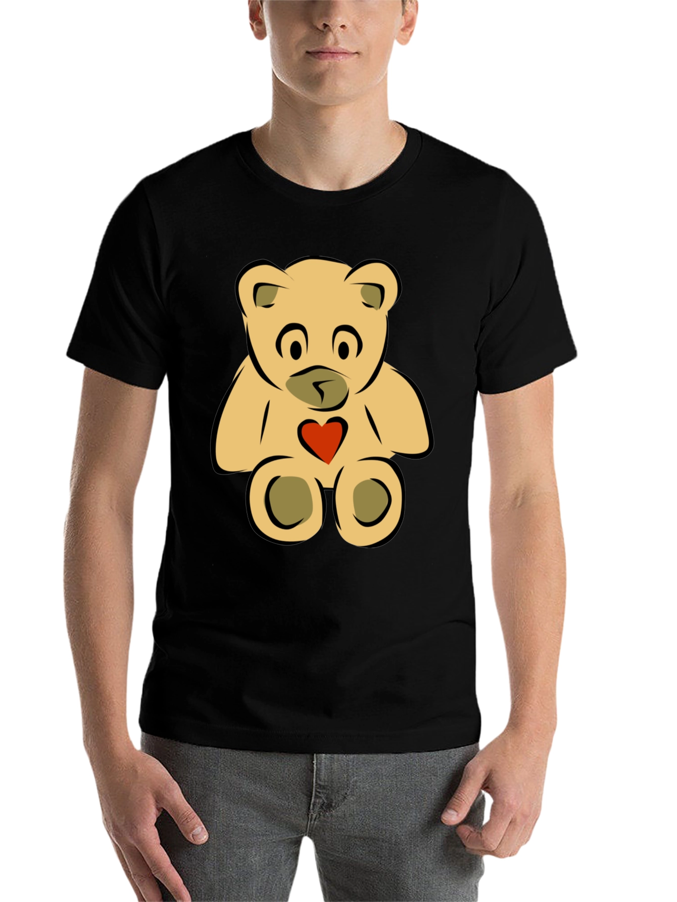 Black Cute Teddy Bear Graphic Tee - Black view 7
