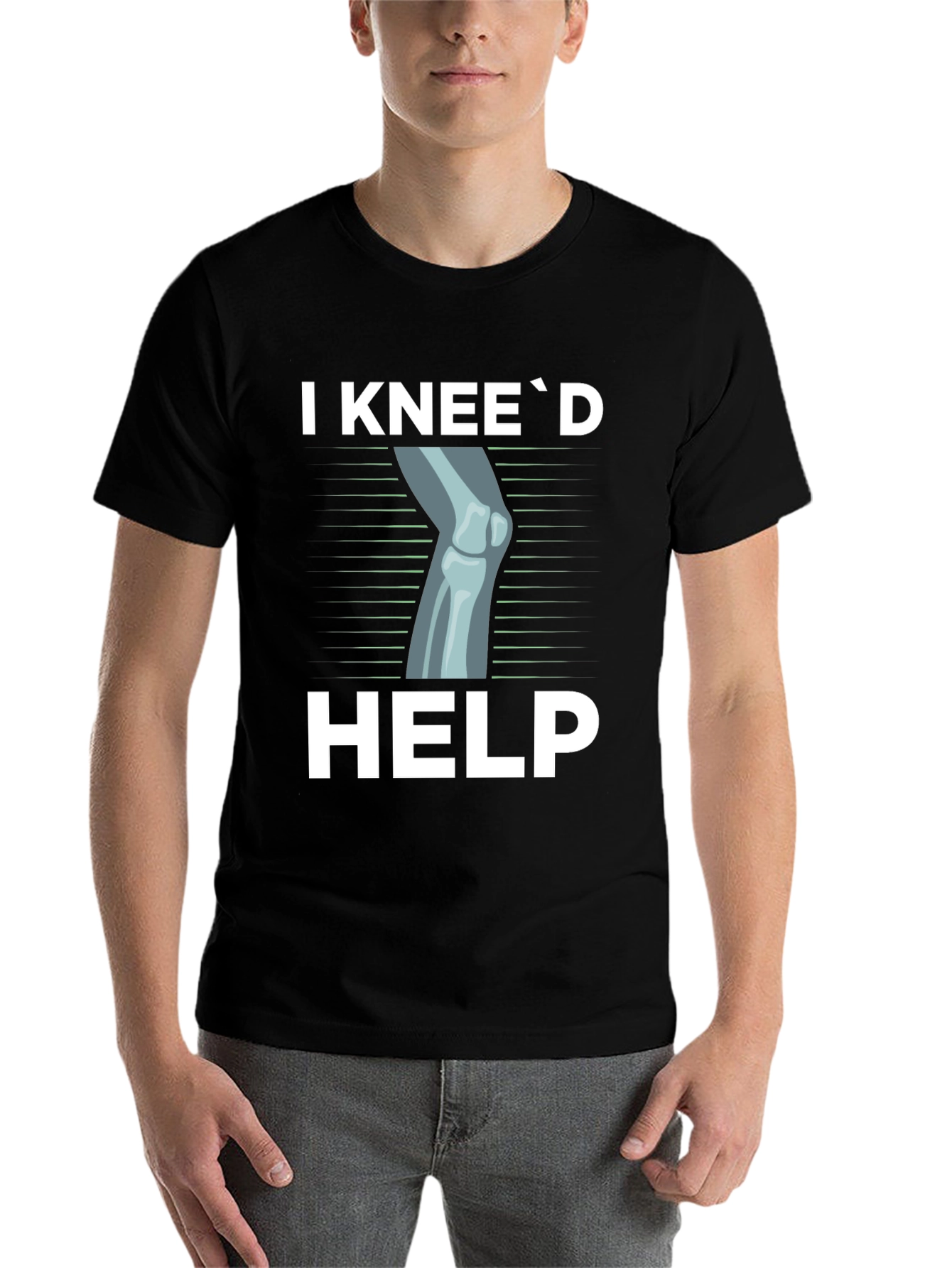 Black I Knee'd Help Funny Bone T-Shirt view 7