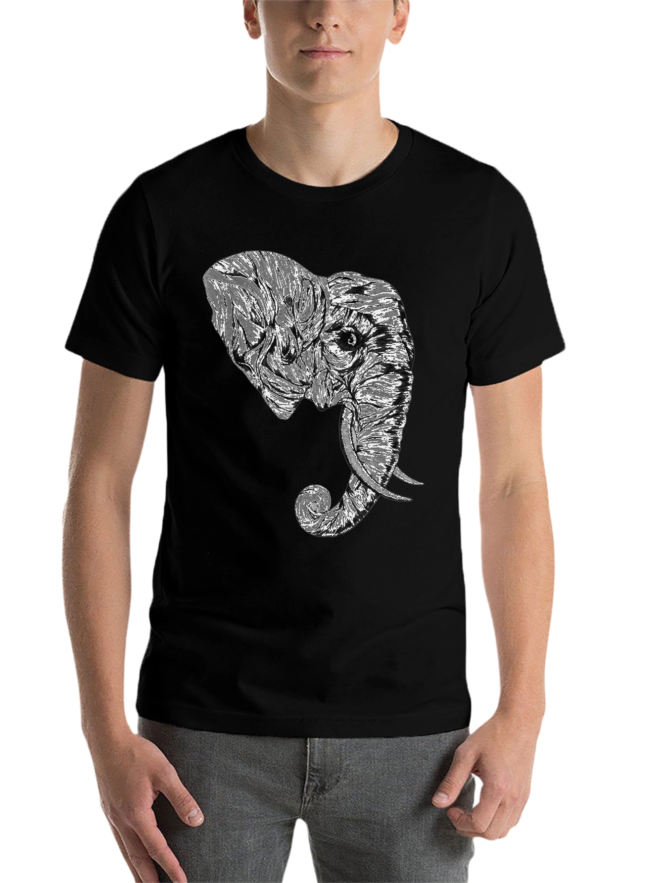 Elephant Graphic Tee - Stylish Men's Black T-Shirt - 7