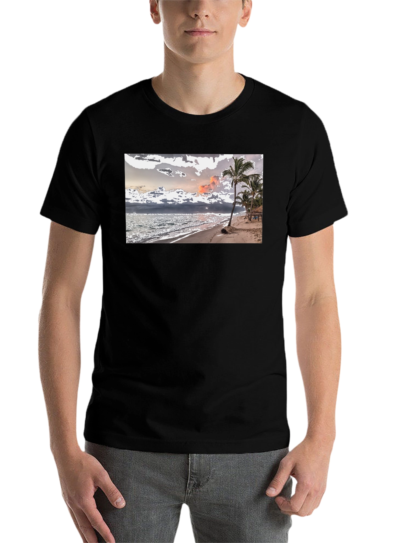 Black Beach Scene Graphic Tee view 7