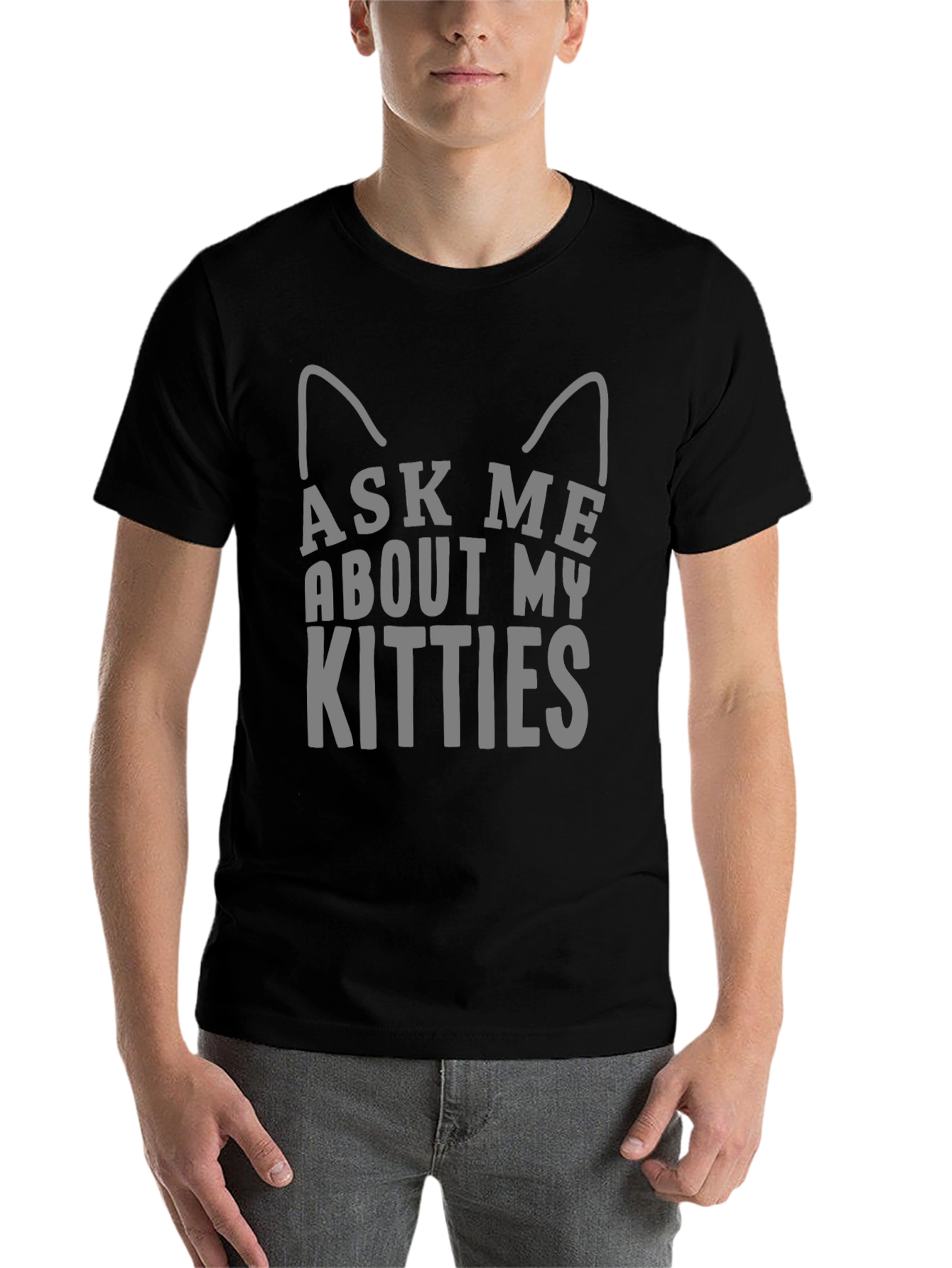 Black Ask Me About My Kitties T-Shirt, Cat Lover Tee view 7