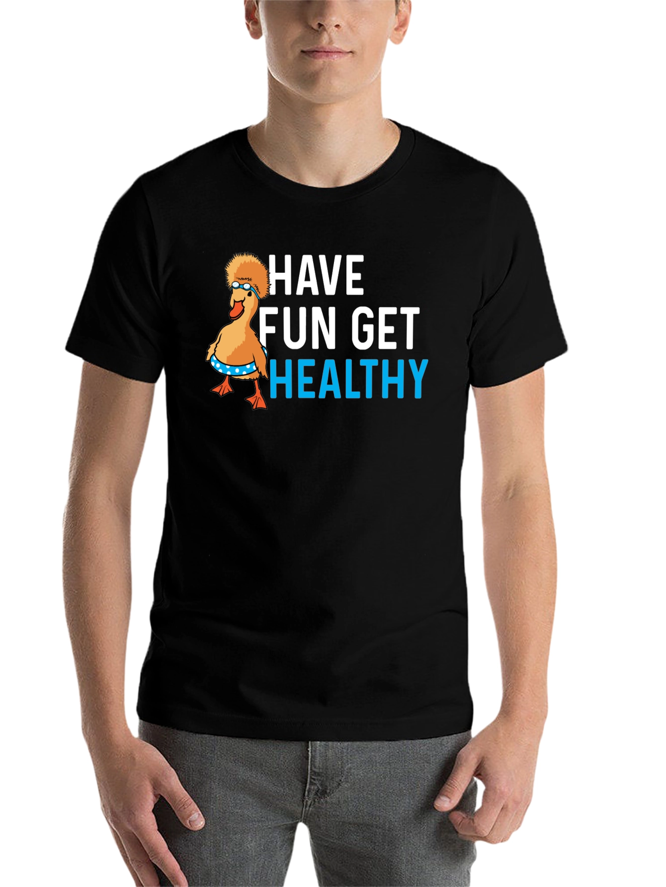 Black Have Fun Get Healthy Graphic T-Shirt view 7