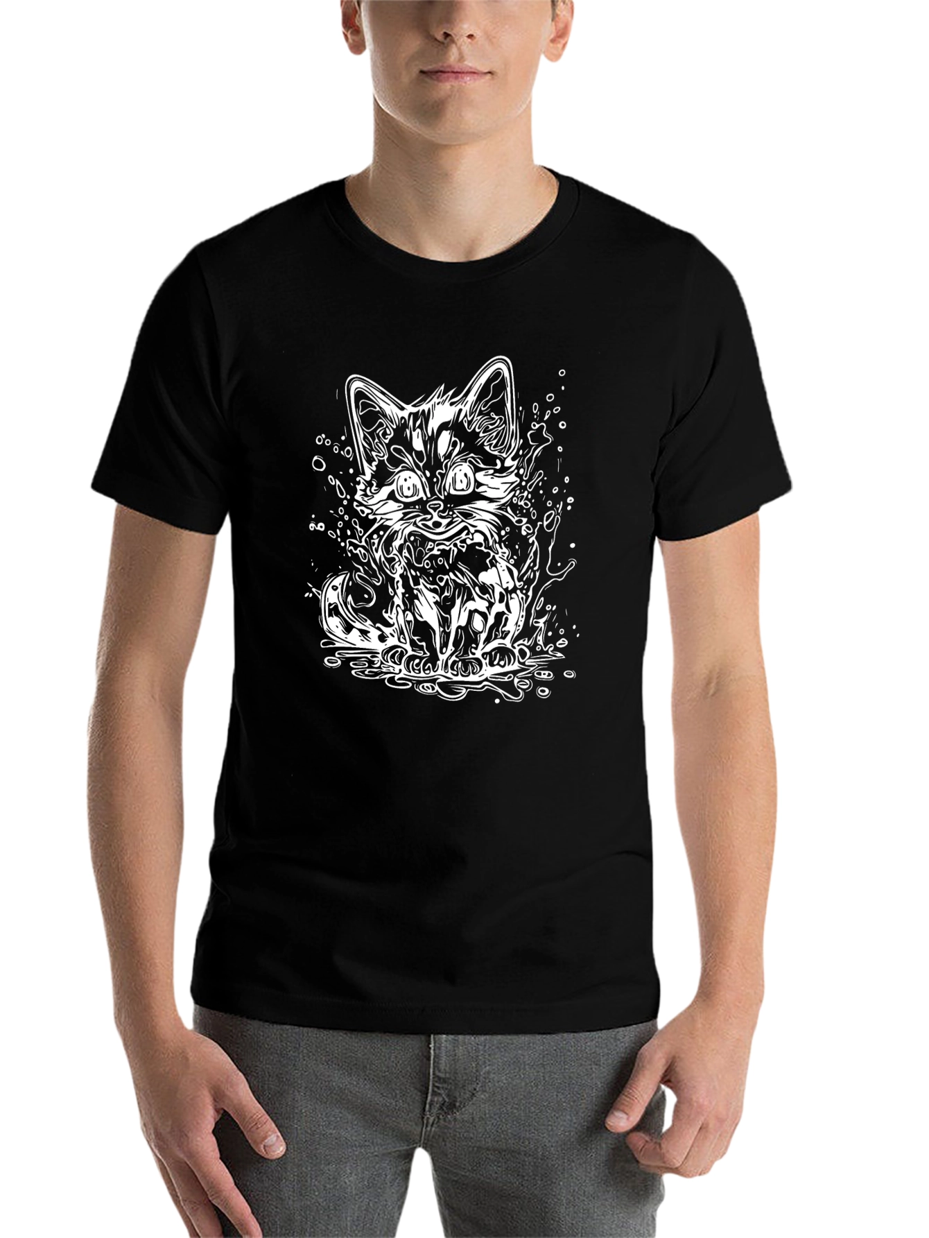 Black Cool Cat Graphic T-Shirt - Black view 7