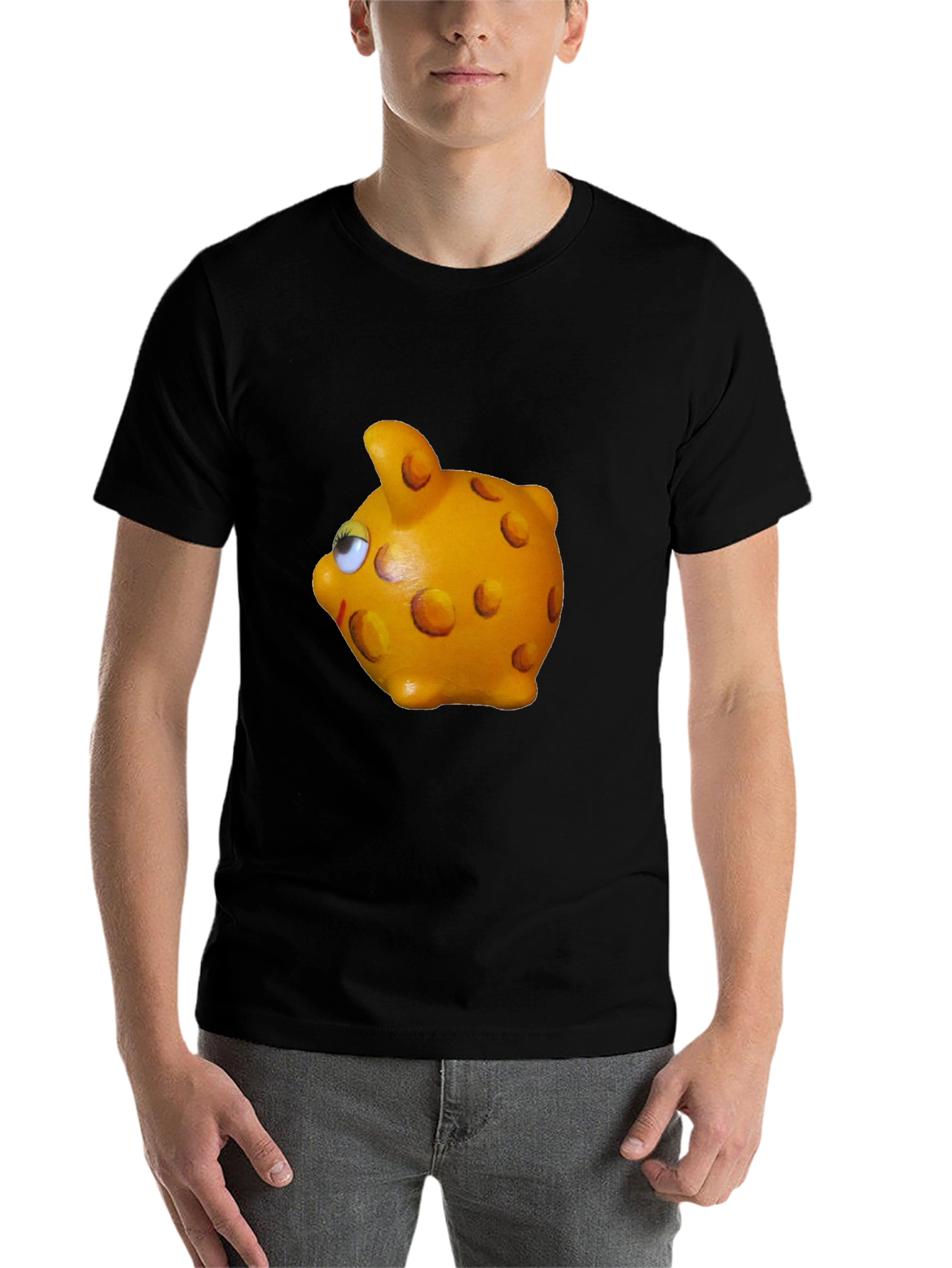 Black Funny Piggy Bank Graphic Tee - Unisex view 7