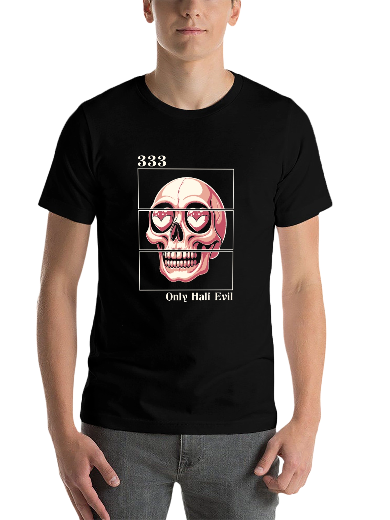 Black 333 Only Half Evil Graphic Tee - Black view 7