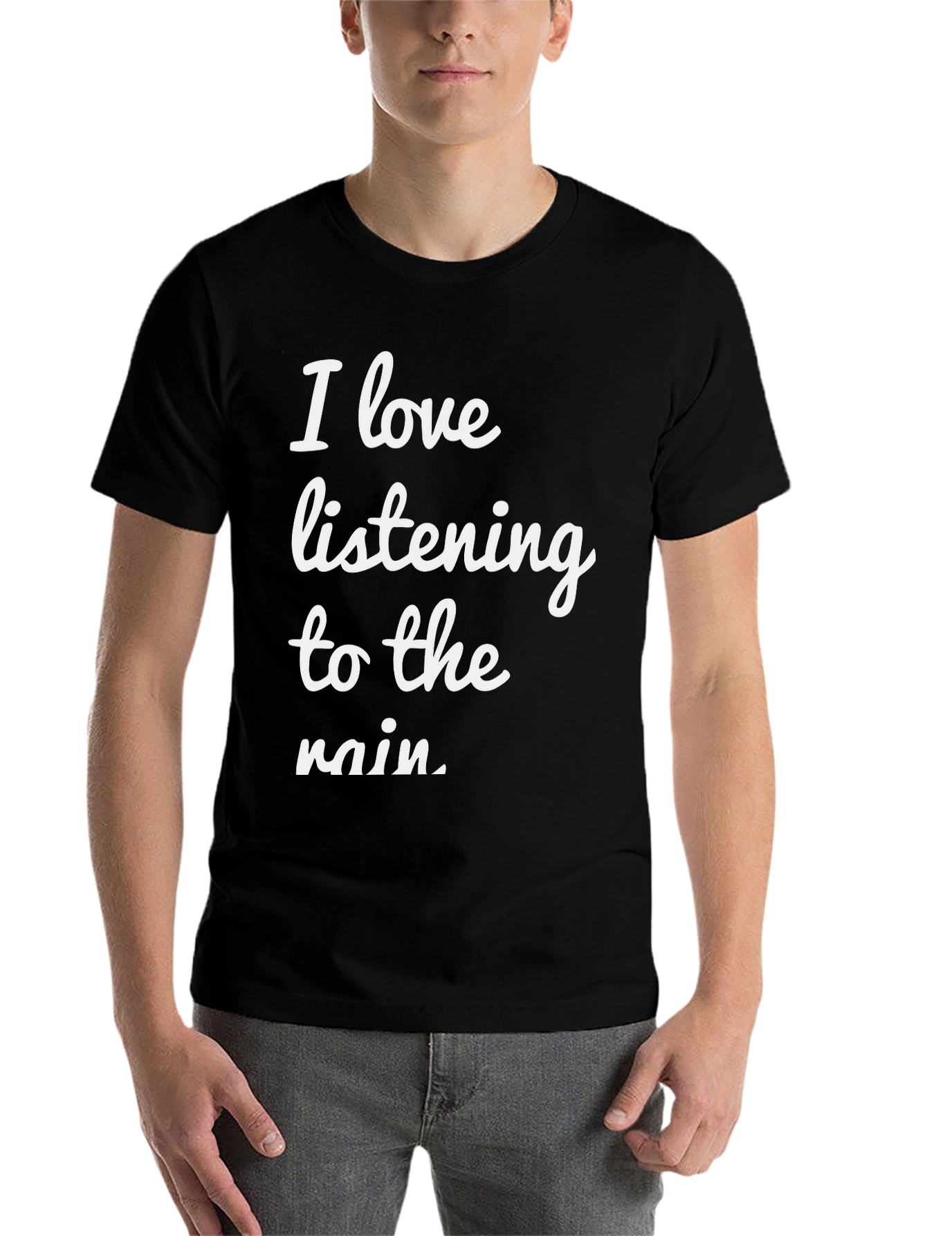 Black Rain Lover Tee - Soft Cotton Blend Black T-Shirt view 7