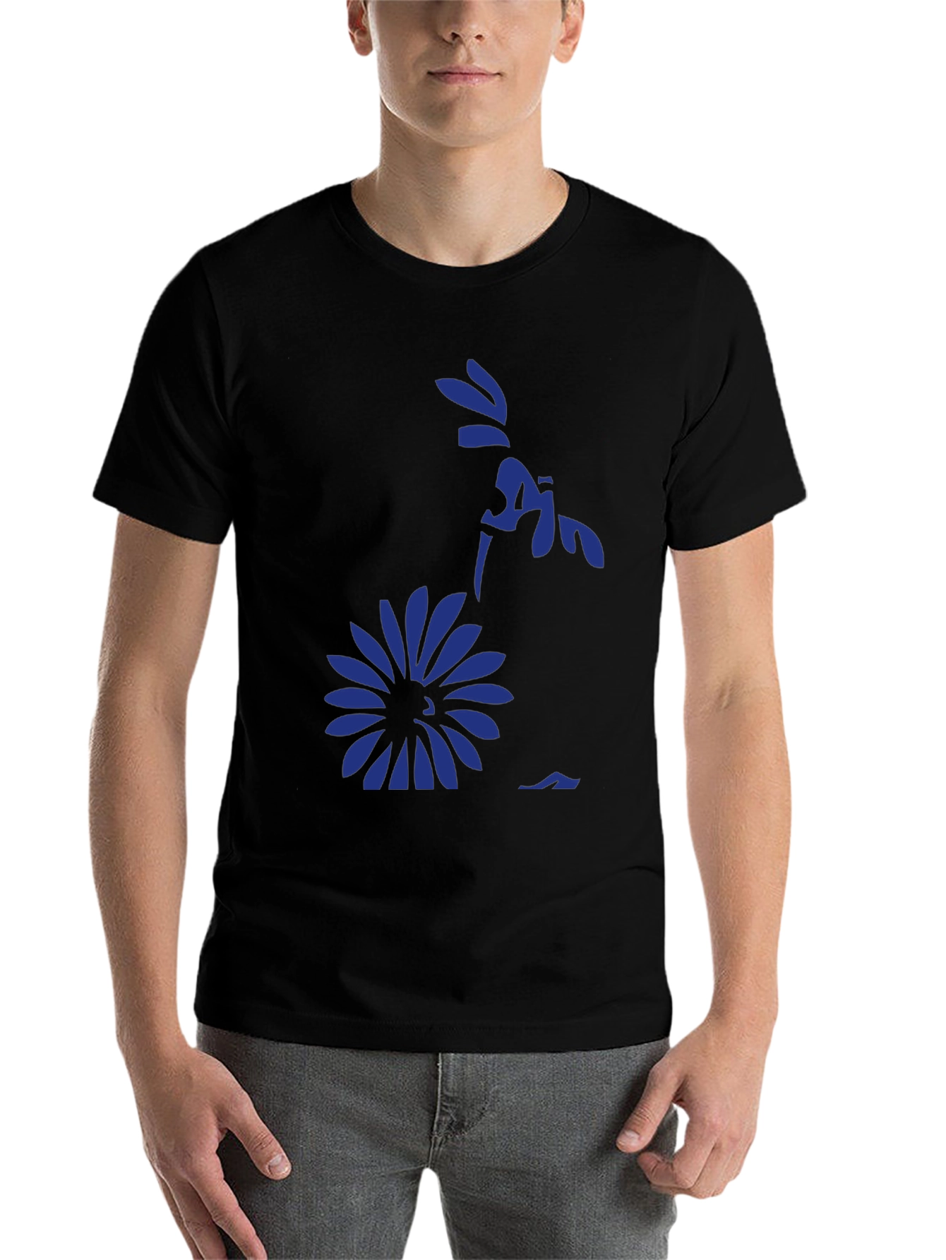Black Black Graphic Tee - Floral Silhouette Design view 7