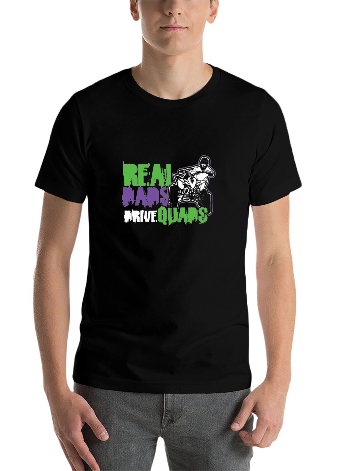 Black Real Dads Drive Quads Black T-Shirt view 7