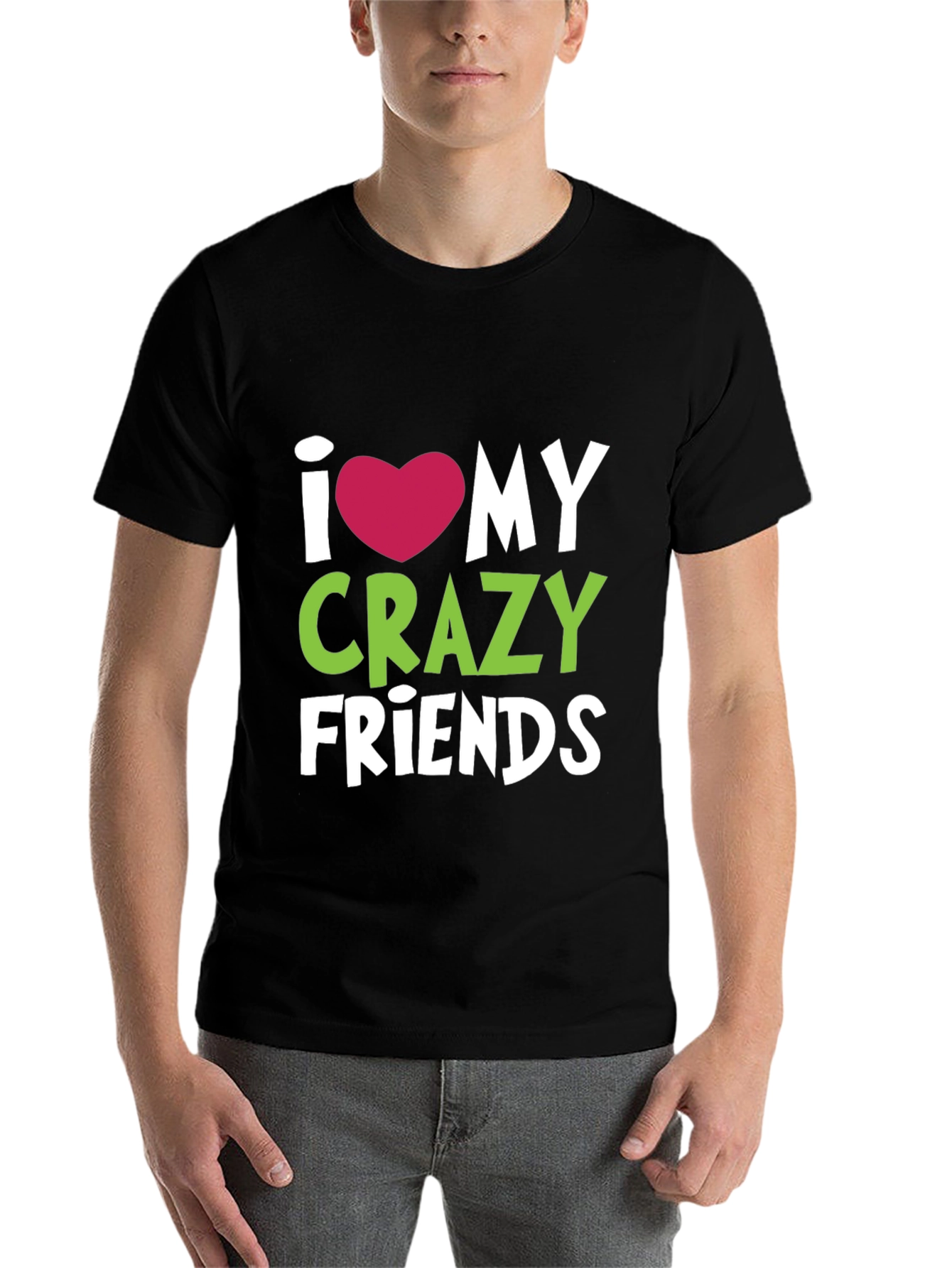 Black I Heart My Crazy Friends T-Shirt - Fun Novelty Tee view 7