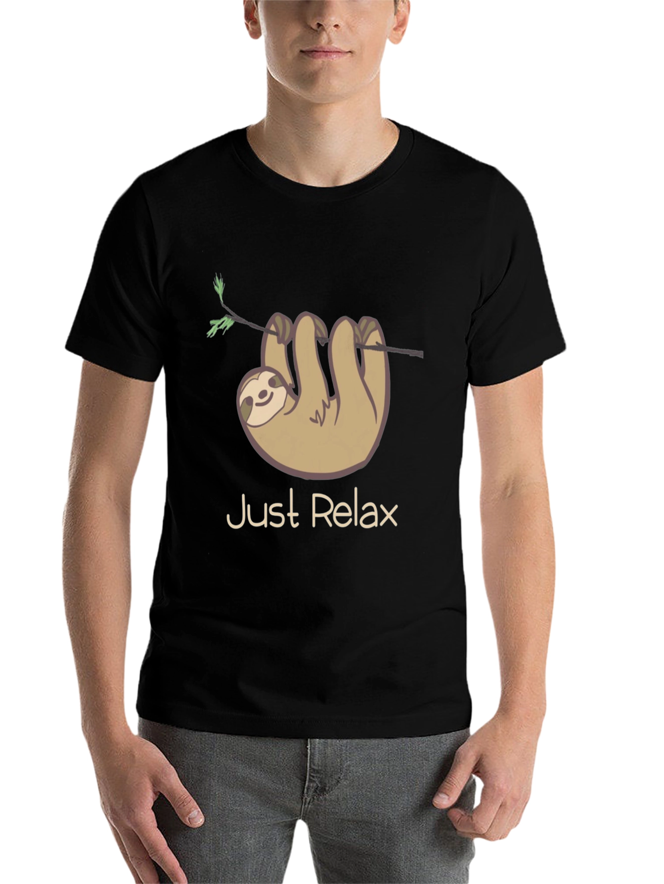Black Just Relax Sloth Graphic Tee - Casual Comfort view 7