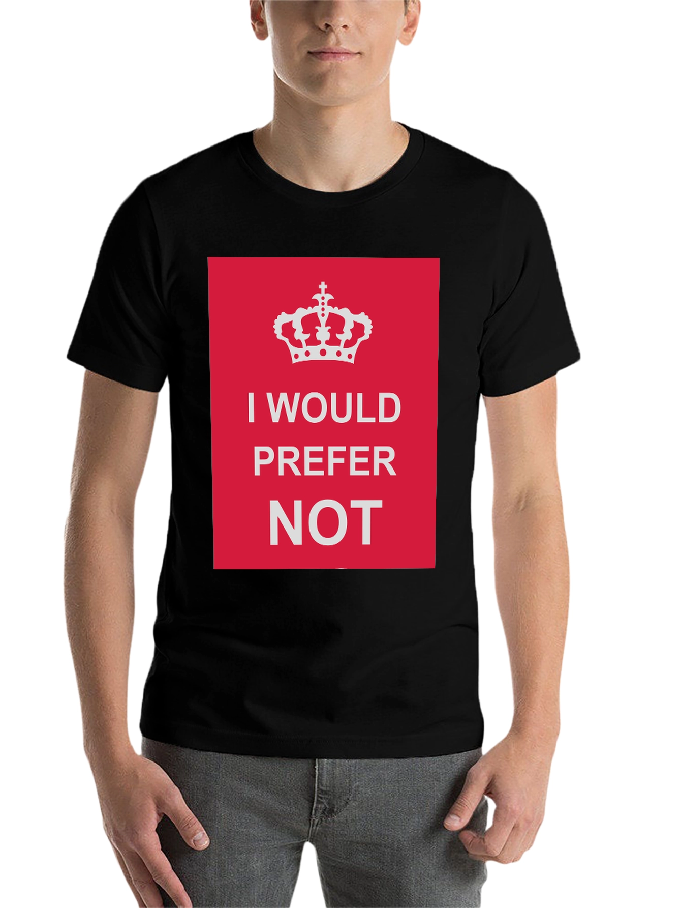 Black I Would Prefer Not Graphic Tee - Funny Novelty T-Shirt view 7