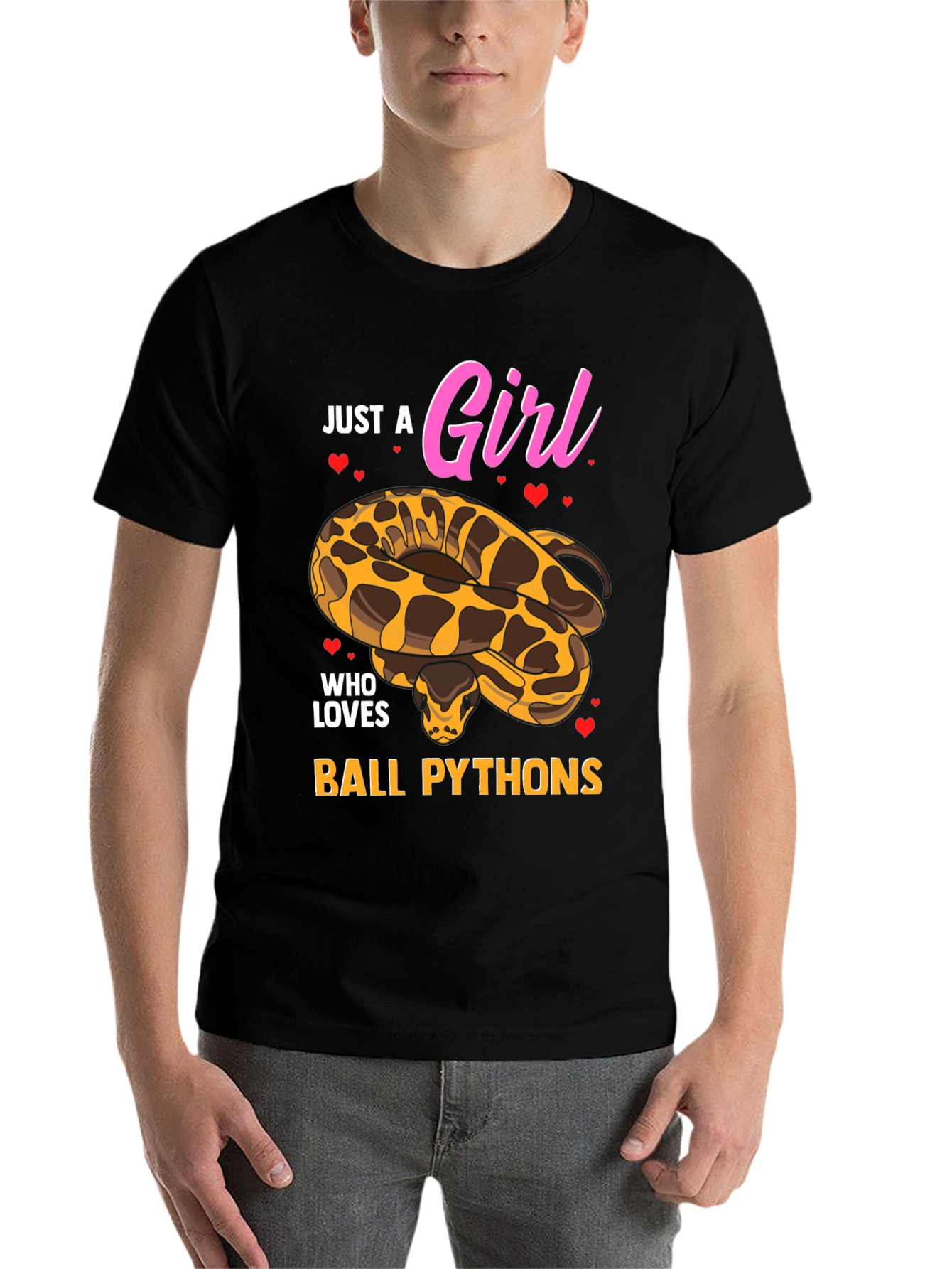 Black Just a Girl Who Loves Ball Pythons T-Shirt view 7