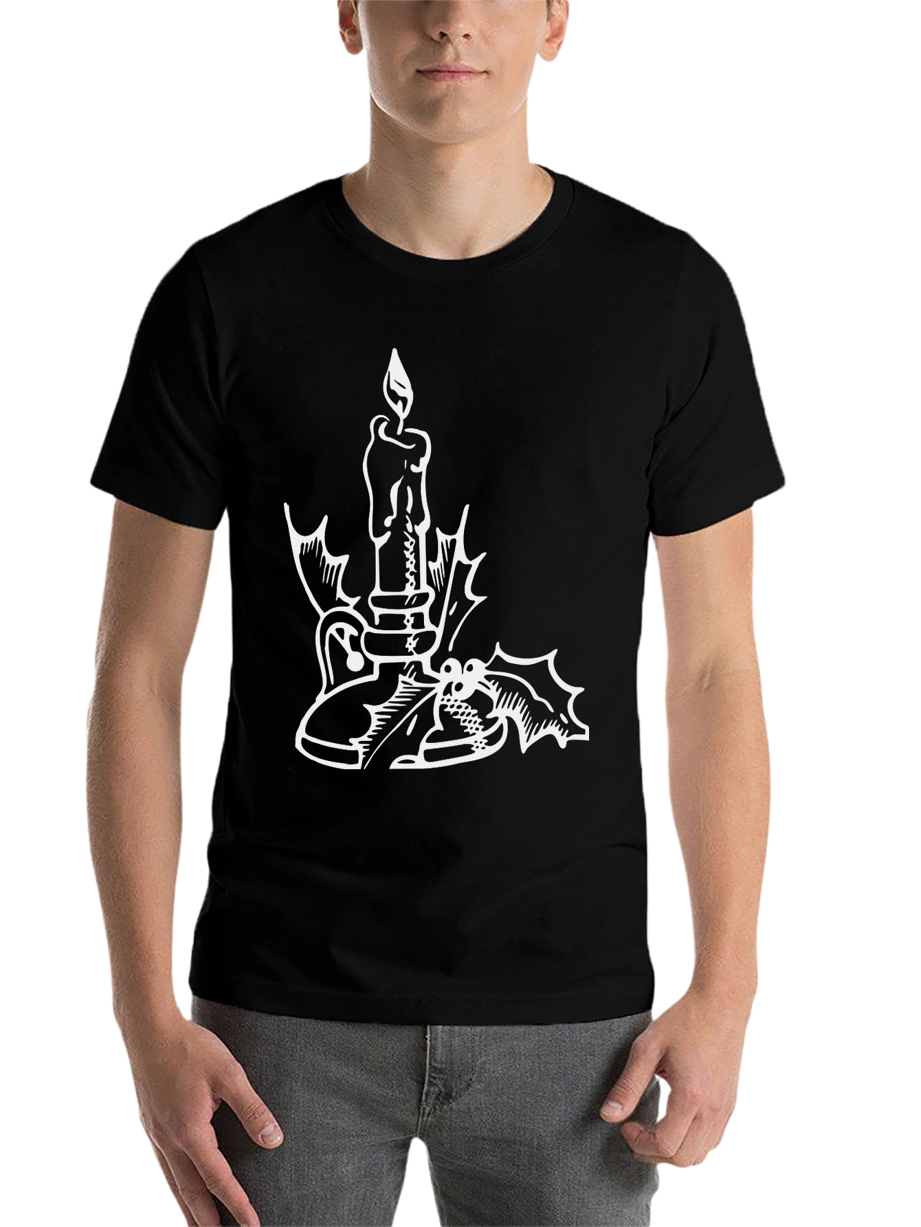 Festive Candle Graphic Tee - Black - 7