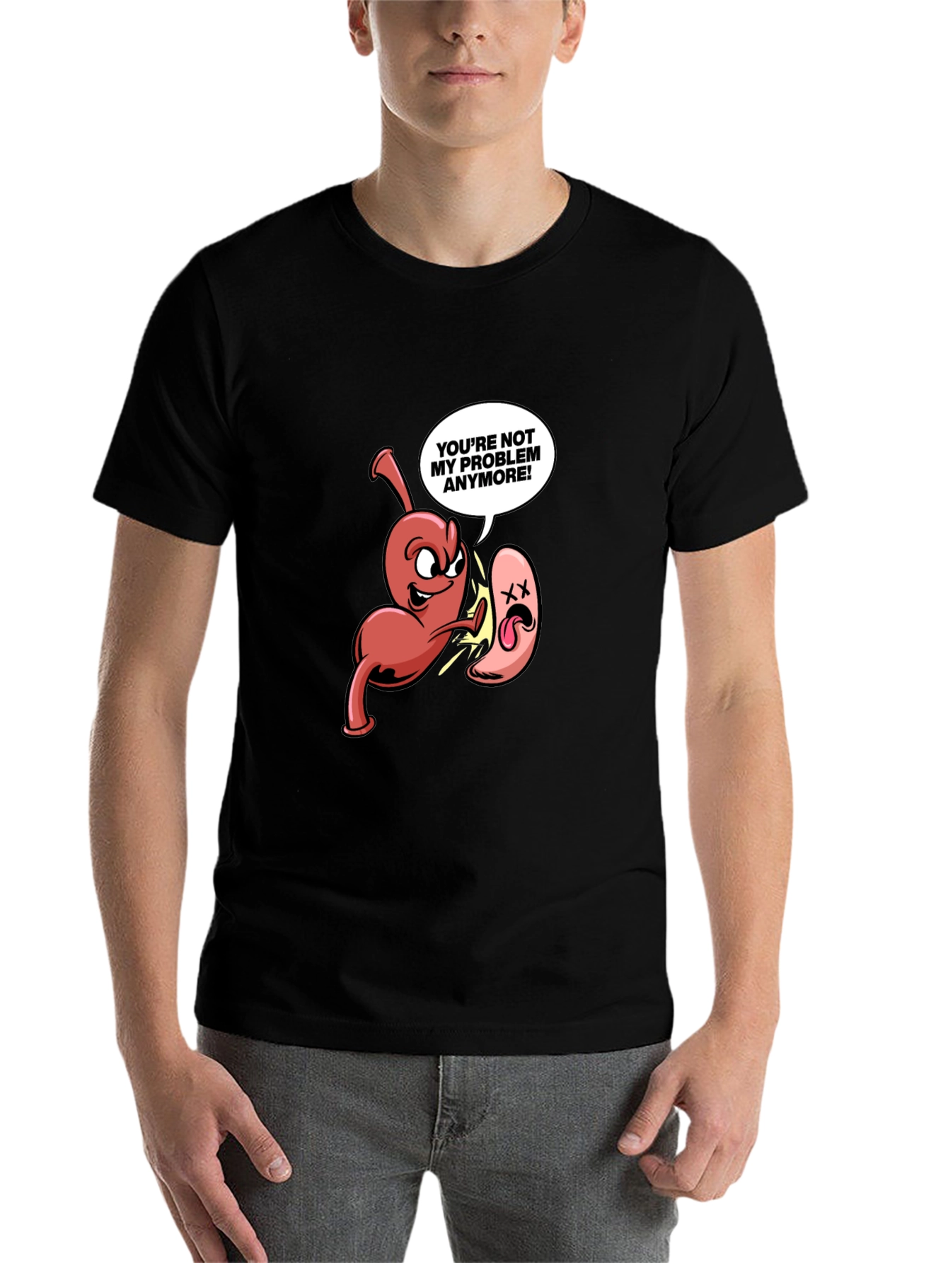 Black Funny Anatomy Humor T-Shirt - "Not My Problem Anymore!" view 7