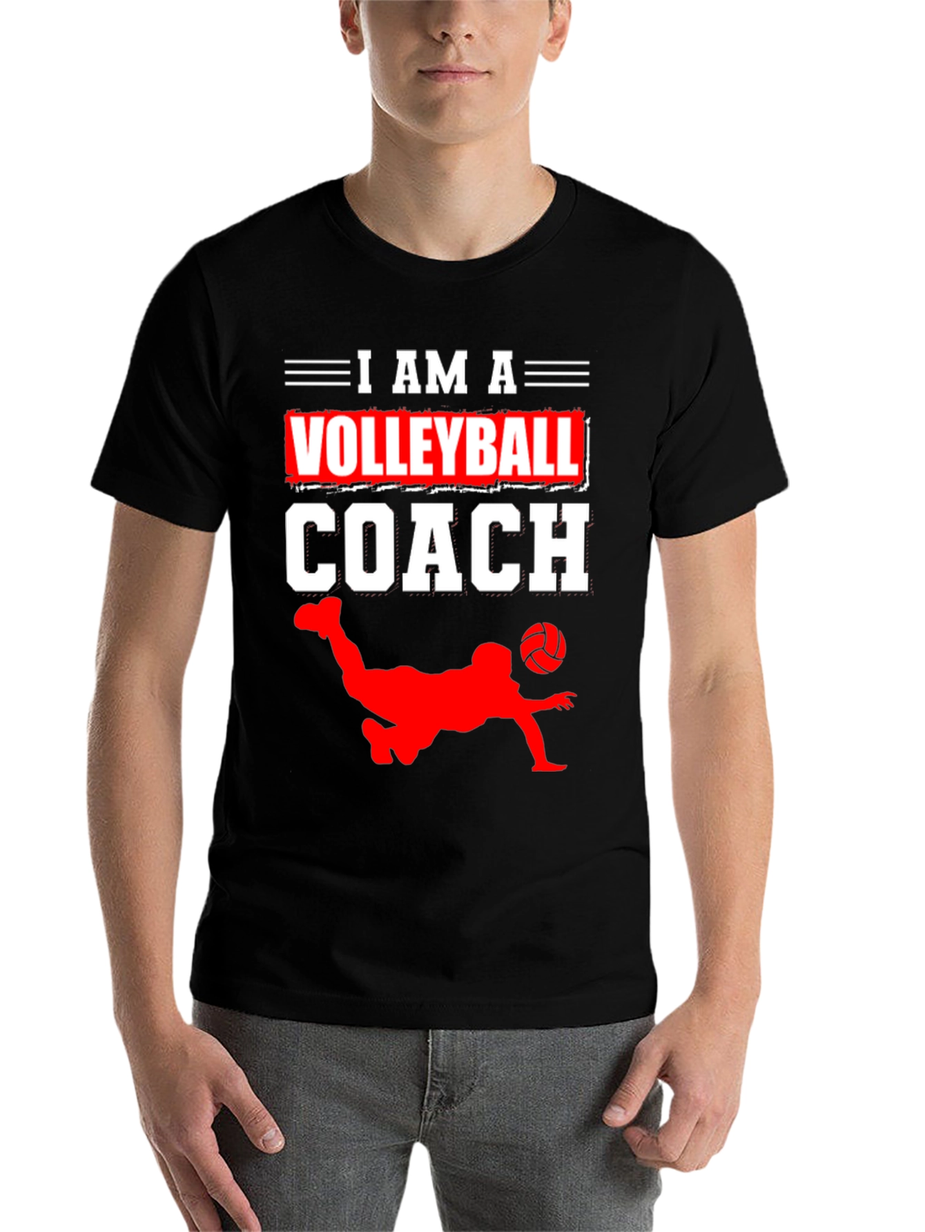 Black Volleyball Coach Graphic Tee - Black Cotton T-Shirt view 7