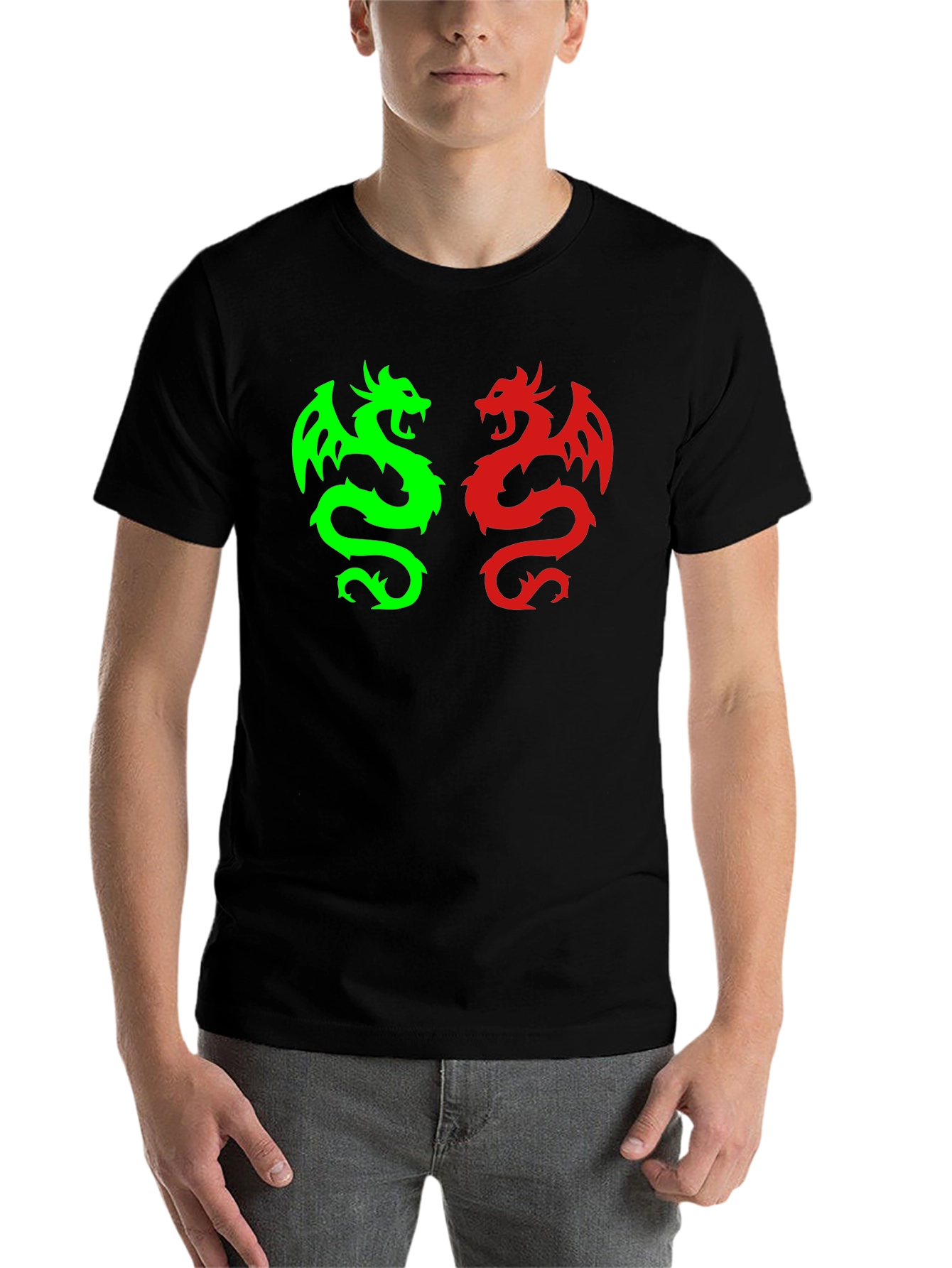 Black Dragon Duo Graphic Tee - Black Cotton Blend view 7