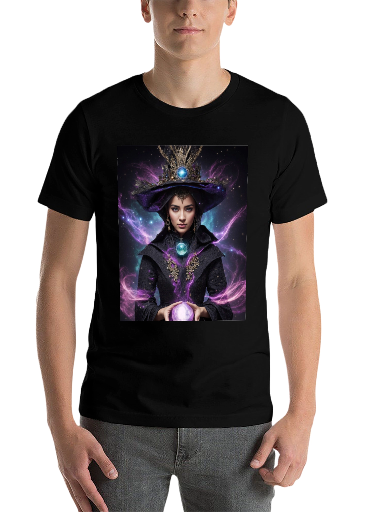Mystic Witch Graphic Tee - Unisex Black T-Shirt - 7