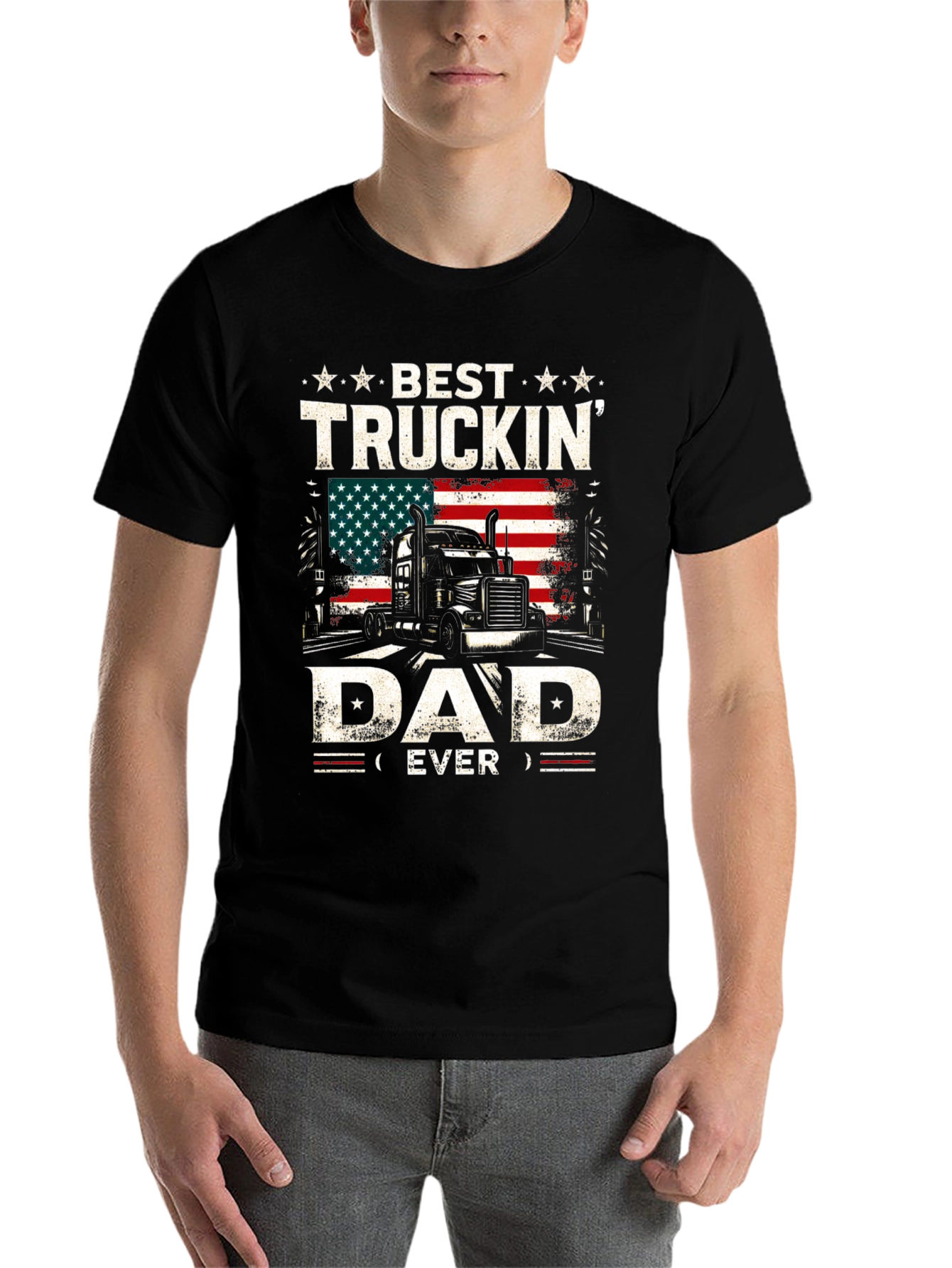 Black Best Truckin' Dad Ever T-Shirt view 7