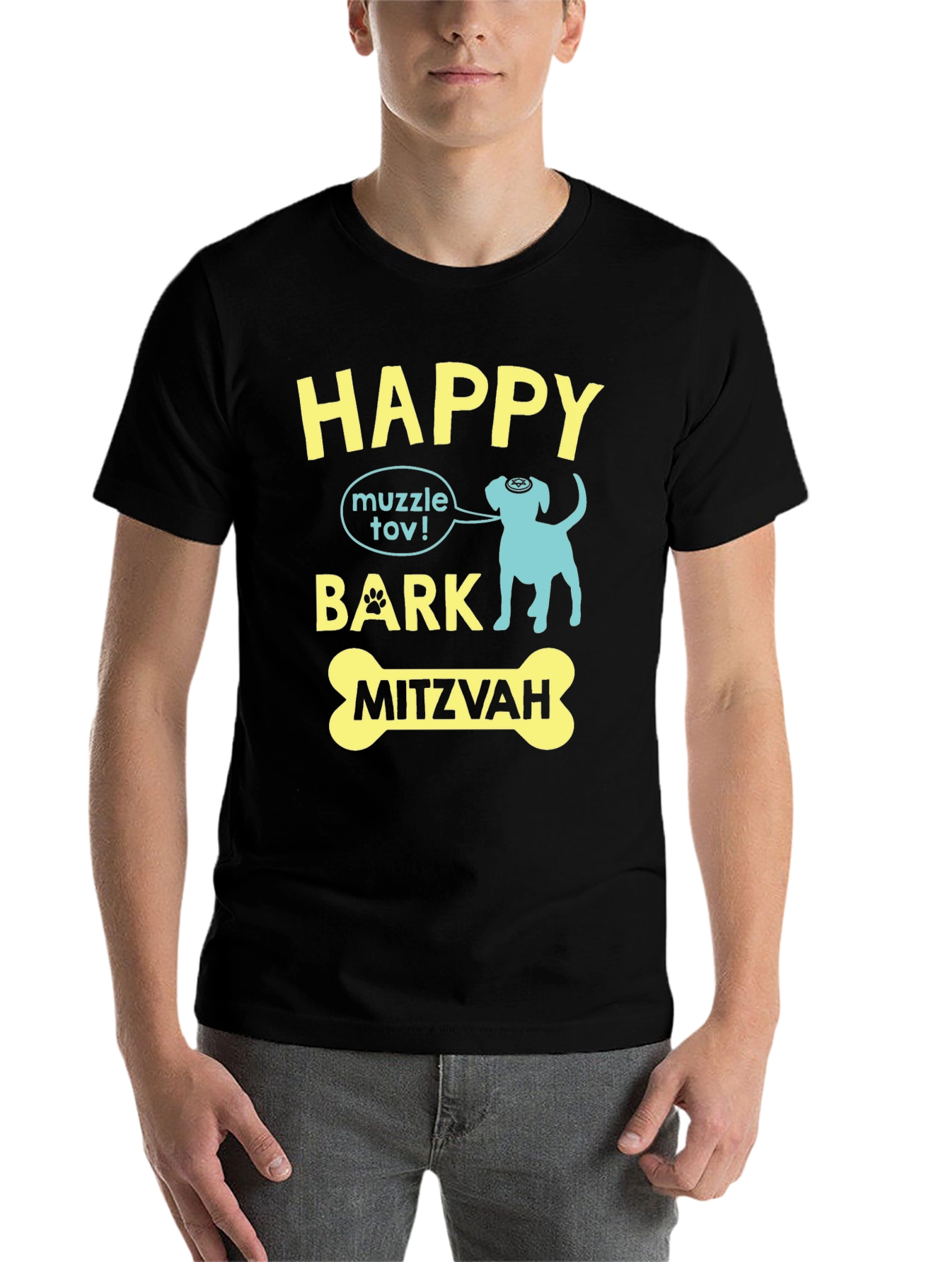 Black Happy Bark Mitzvah T-Shirt view 7