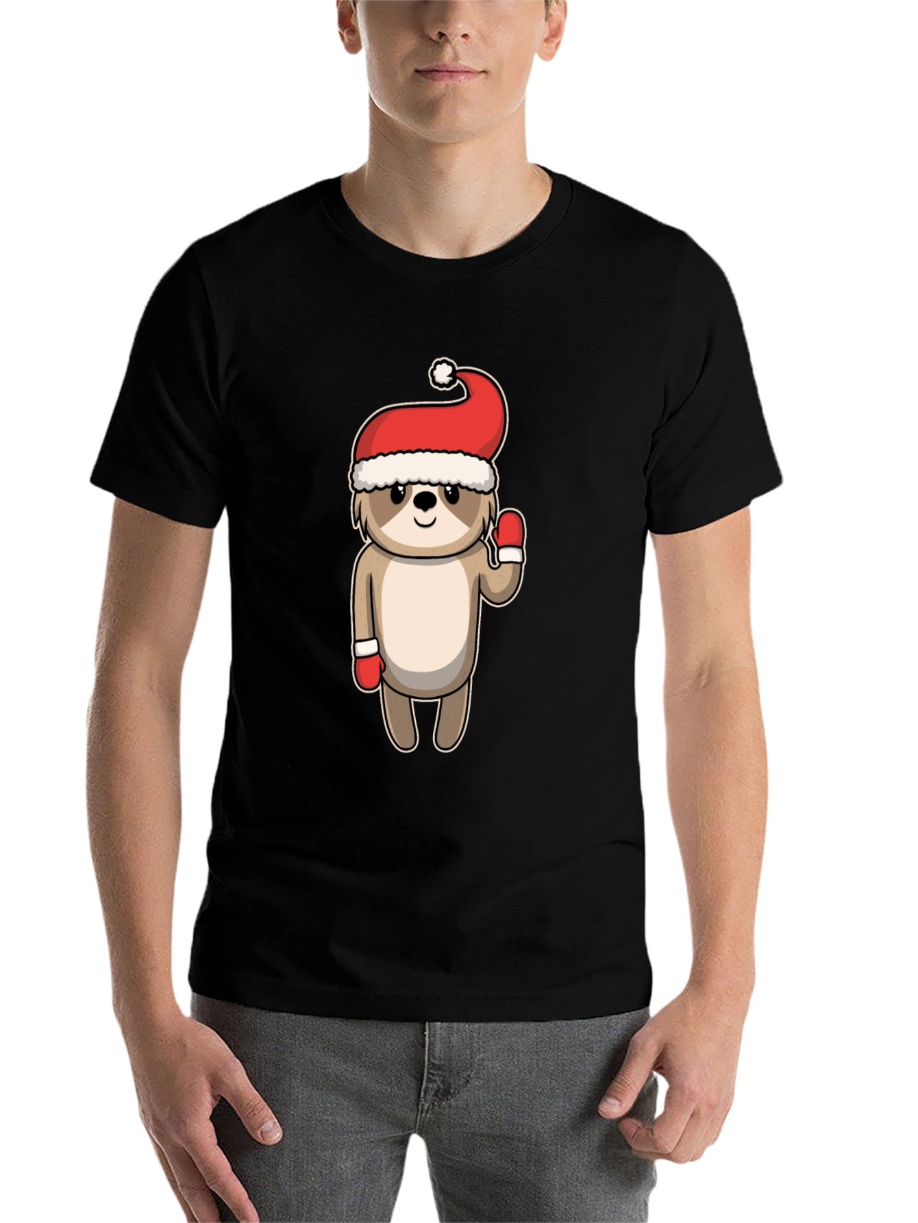 Black Festive Sloth Tee - Holiday Cheer view 7