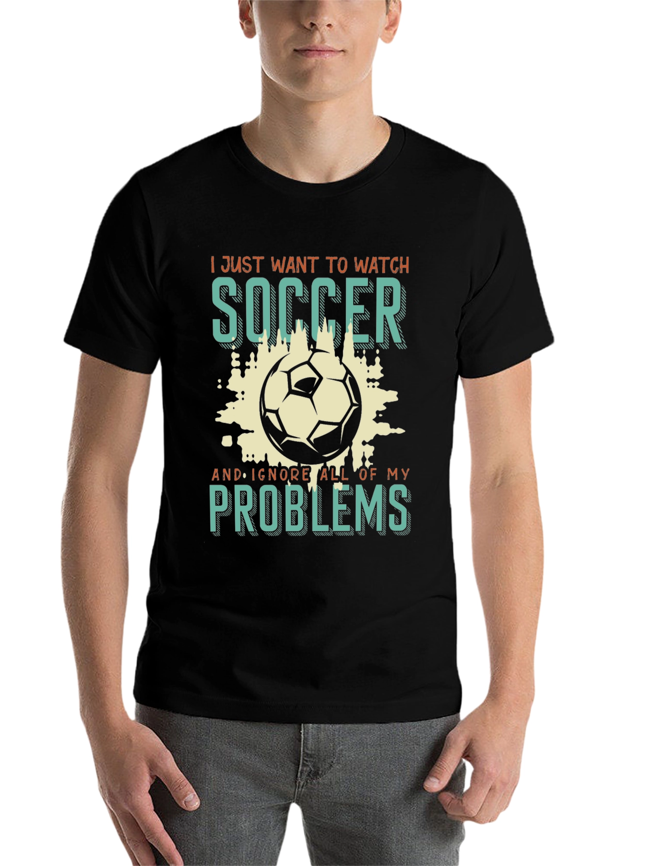 Black Soccer Lover Graphic T-Shirt view 7