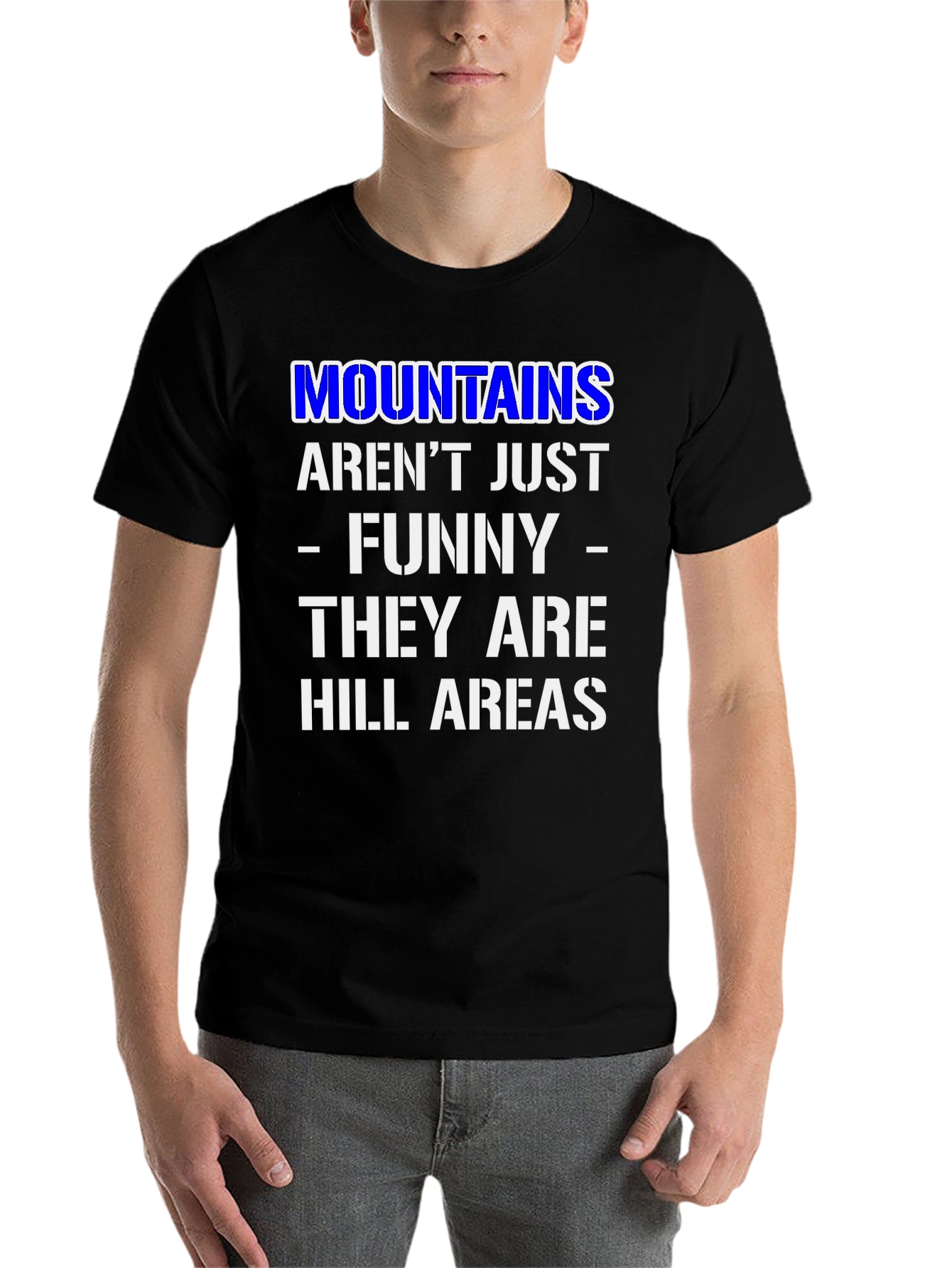 Black Funny Mountains Hill Areas Black T-Shirt view 7